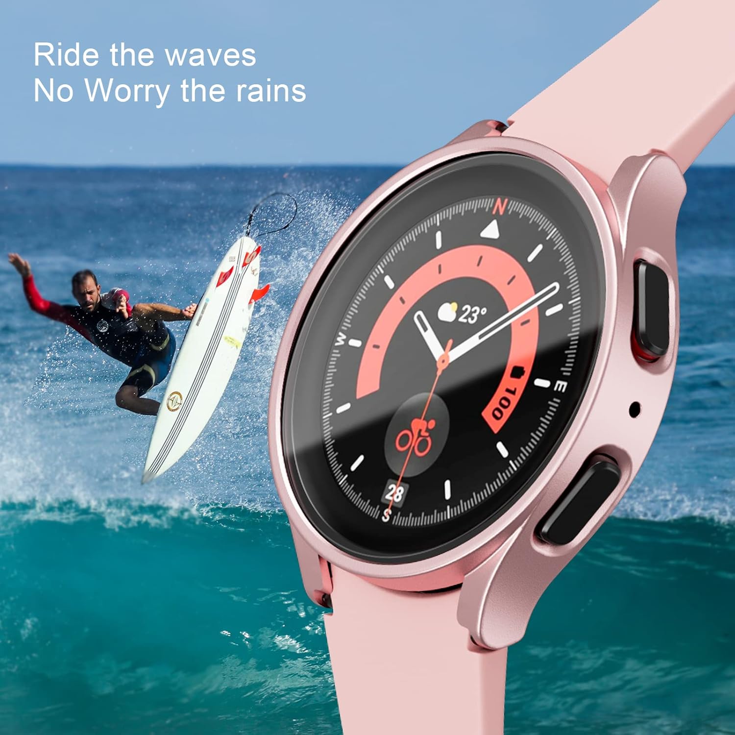 6+6 Paquete de protectores de pantalla para Samsung Galaxy Watch 5 Pro de 1.772 pulgadas, funda protectora de policarbonato duro JZK + película