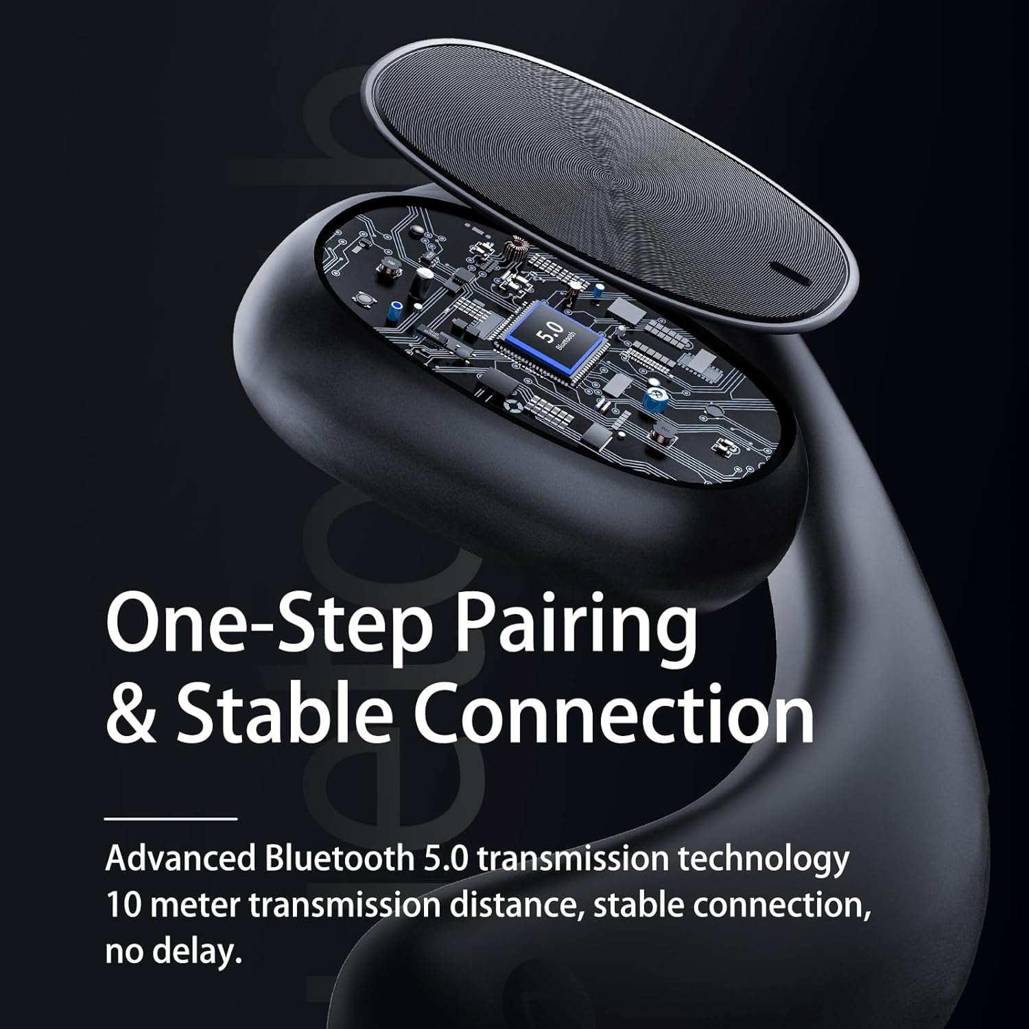 Tronikin Auriculares inalámbricos Bluetooth de oreja abierta, reproducción de 45 horas, impermeable, con pantalla de alimentación LED, funda de