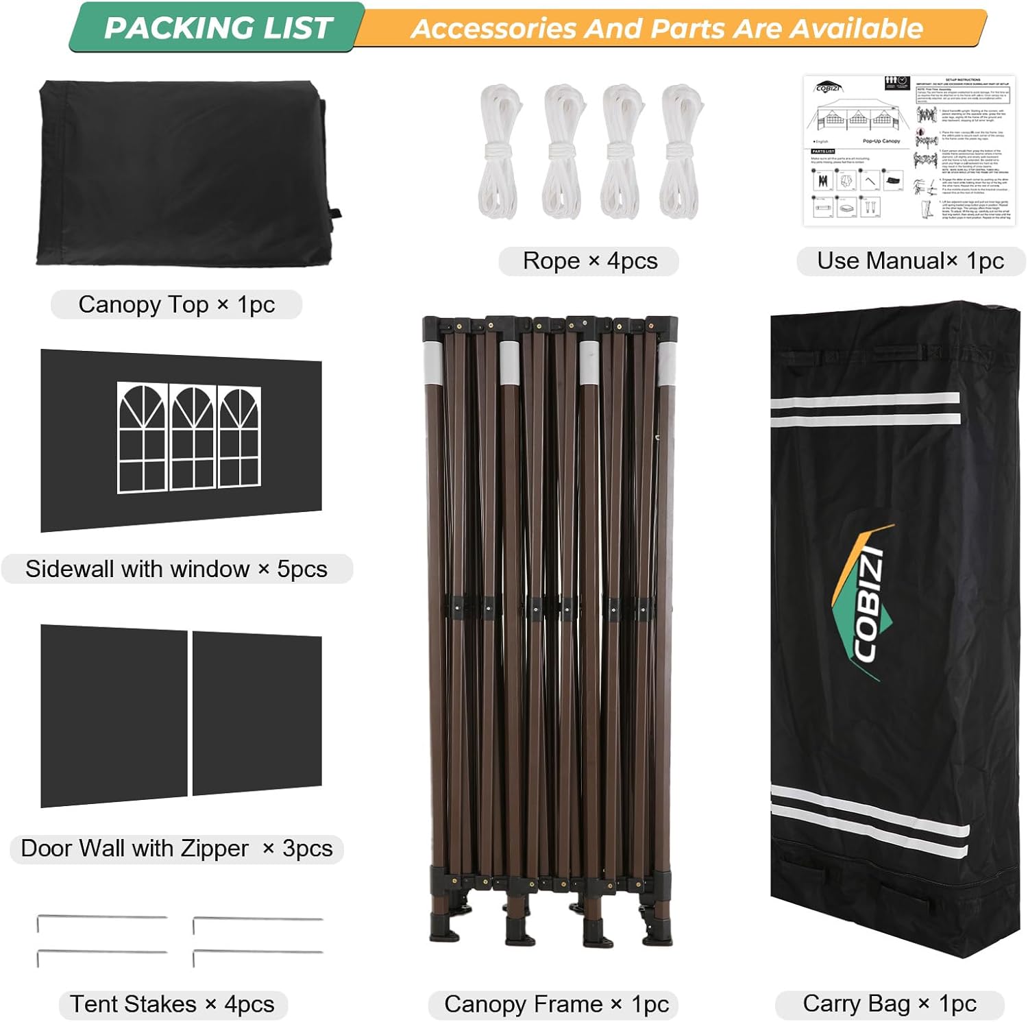 COBIZI Tienda de campaña resistente de 10 x 30 pulgadas, toldo comercial desplegable de 10 x 30 pulgadas para fiestas, kioscos impermeables con 8