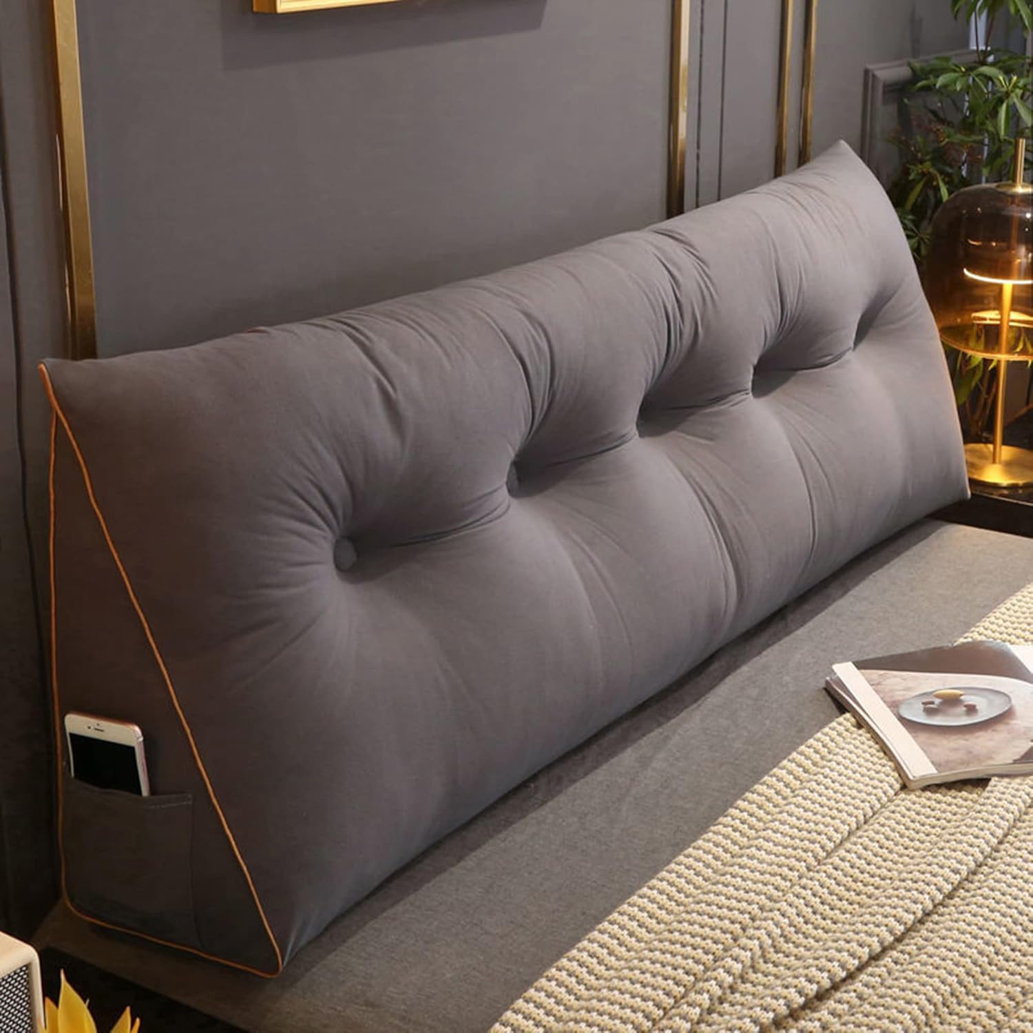 RAKTOV Cómoda almohada lumbar para descansar en cama, cojín de respaldo de lectura, almohada triangular para cabecero, almohada de descanso de cuña,