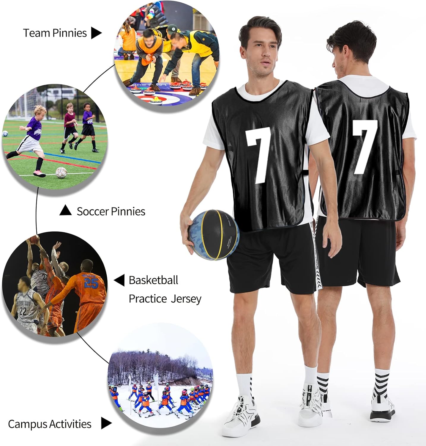 PULUOMASI Scrimmage – Chaleco de entrenamiento (12 unidades) para deportes de equipo, camisetas para adultos y jóvenes, baberos de fútbol, camisetas