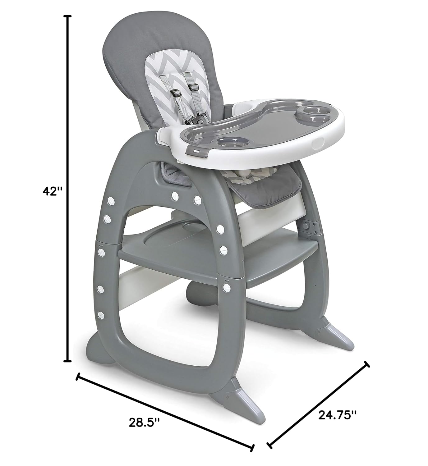 Badger Basket Envee II – Silla alta convertible para bebé con asiento de alimentación infantil, asiento elevador y escritorio para niños pequeños