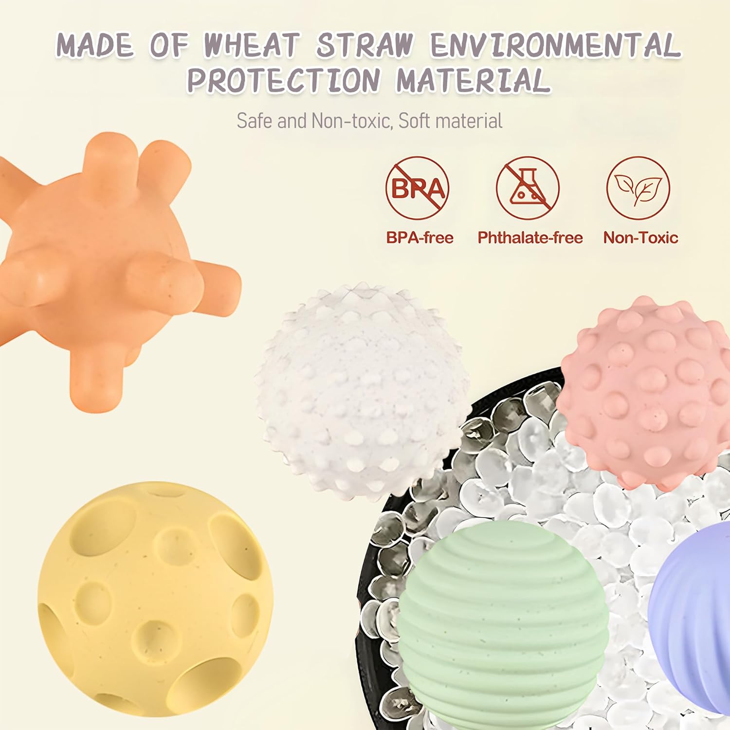 Bolas sensoriales para bebés, paquete de 6, pelota para niños pequeños de 1 a 3, juguetes Montessori suaves y texturizados para bebés de 6 a 12