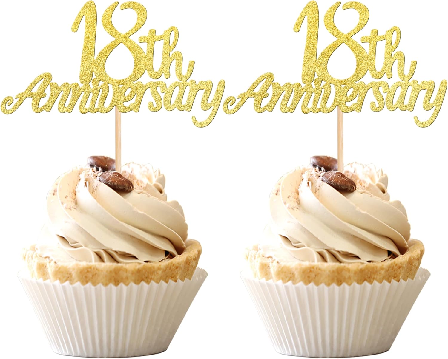 24 piezas de decoración de cupcakes con purpurina para 18 años, número 18, para 18 años, bodas, aniversarios, fiestas de cumpleaños, suministros de