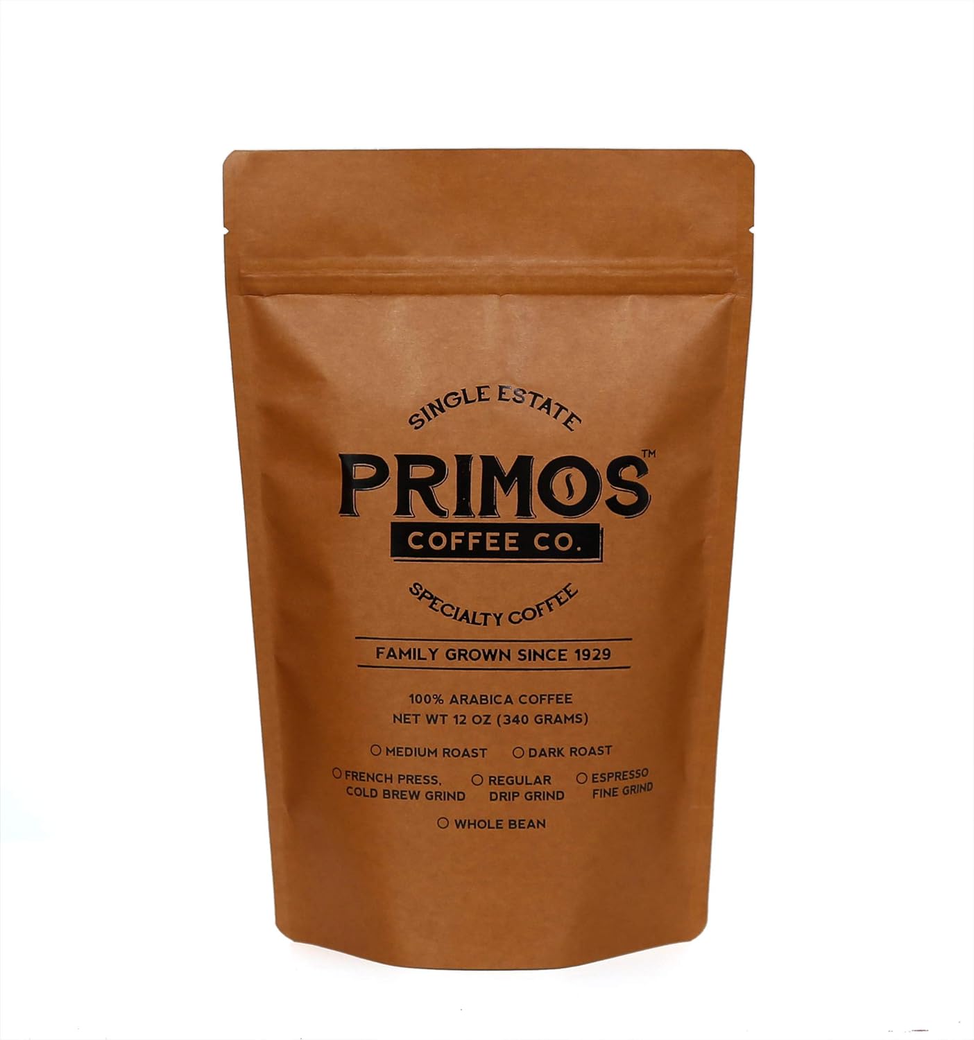 French Press – Café especial, molido grueso, Primos Coffee Co (tostado oscuro, 12 onzas)