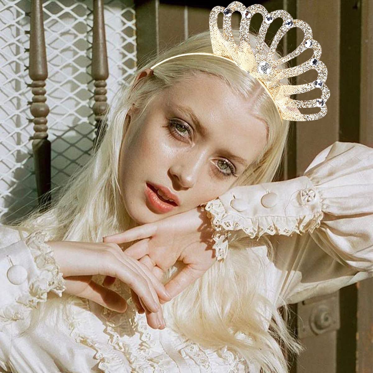Diadema dorada con corona de encaje, accesorios para el cabello, accesorios para el cabello para niñas y mujeres, fiesta de cumpleaños