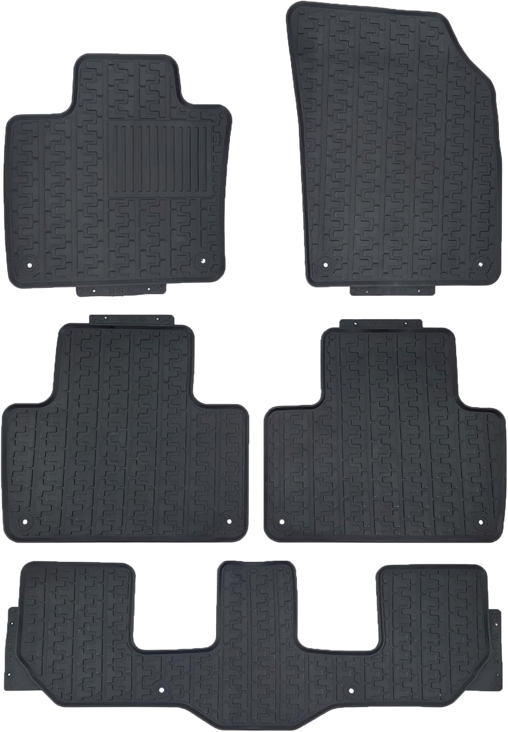 Alfombrillas para Volvo XC90 2016-2024 3Row All Weather 5items Rubber Set Negro Antideslizante