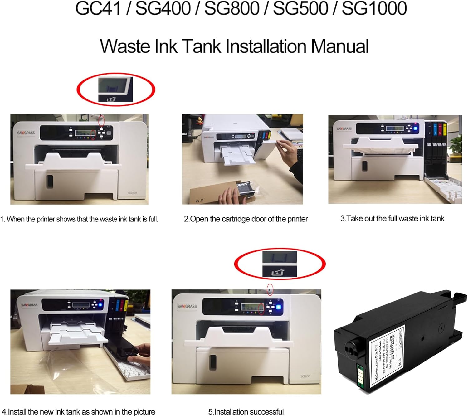 KSUMEI Unidad de recolección de residuos compatible, caja de mantenimiento para Sawgrass Virtuoso SG400 SG500 SG800 SG1000, impresora Ricoh GC41,