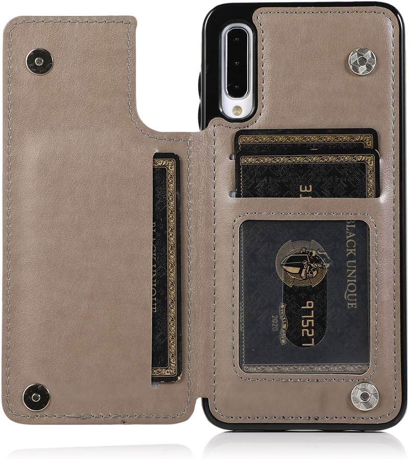 Funda de teléfono para Samsung Galaxy A50 con protector de pantalla de vidrio templado y tarjetero con soporte para tarjetero, accesorios de cuero