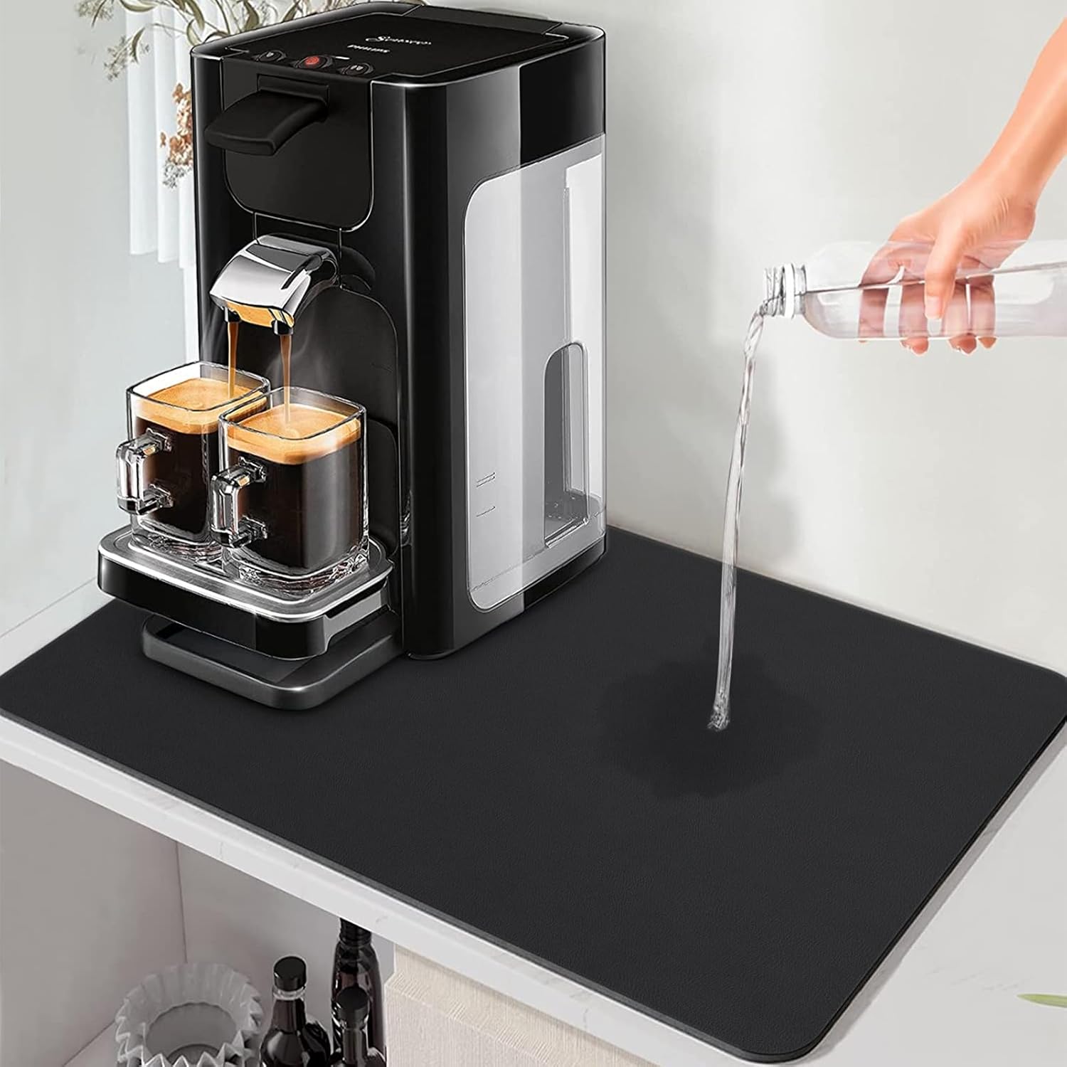 Accesorios para cafetera, para encimera, decoración de barra de café, tapete de secado de platos con respaldo de goma para cocina, tapete absorbente