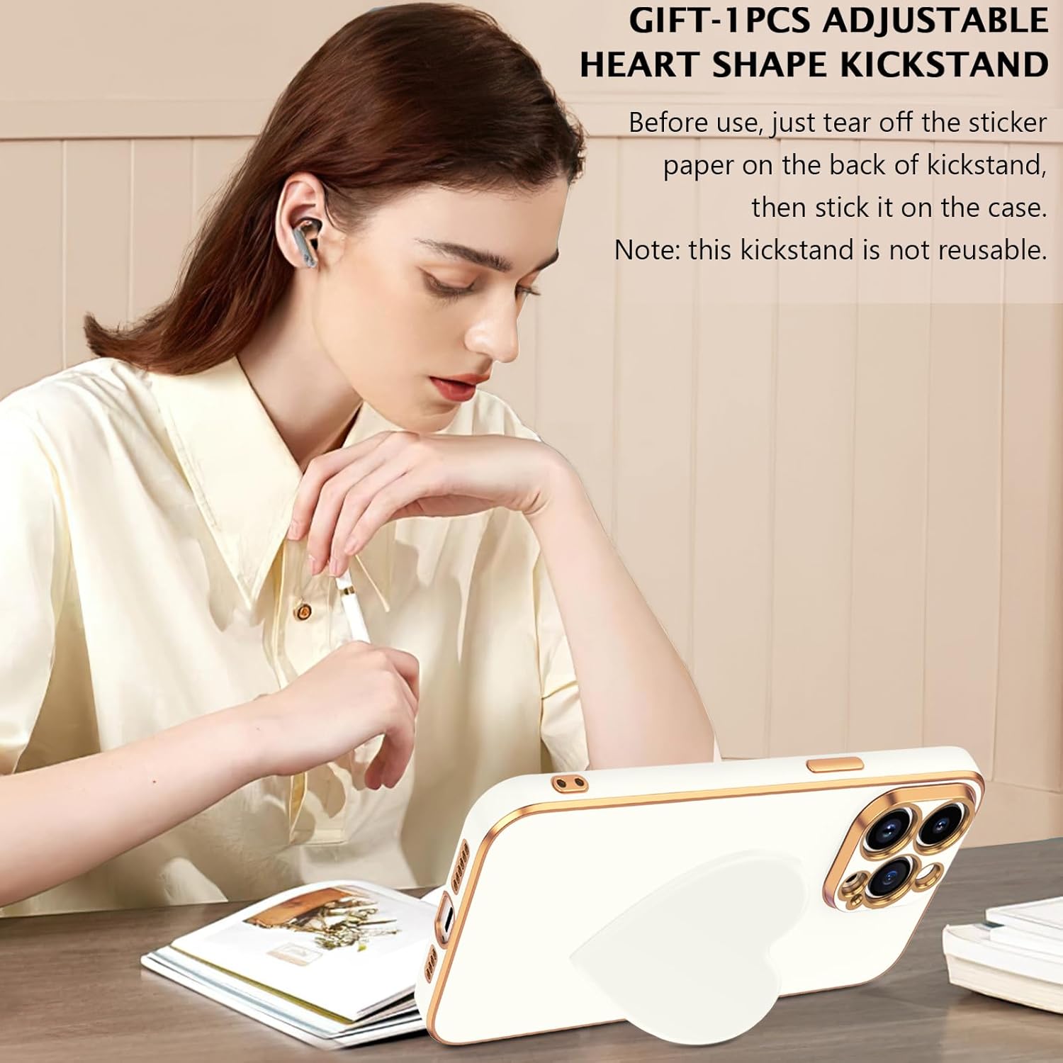 Telaso Funda para iPhone 14 Pro Max, funda para iPhone 14 Pro Max con soporte de corazón de amor extra ajustable, revestimiento de TPU suave,