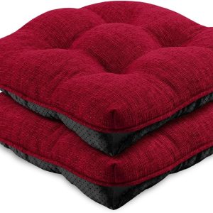 LOVTEX Juego de 2 cojines para sillas de cocina, cojines antideslizantes para sillas de comedor, almohadillas de espuma viscoelástica triturada con LOVTEX Juego de 2 cojines para sillas de cocina, cojines antideslizantes para sillas de comedor, almohadillas de espuma viscoelástica triturada con