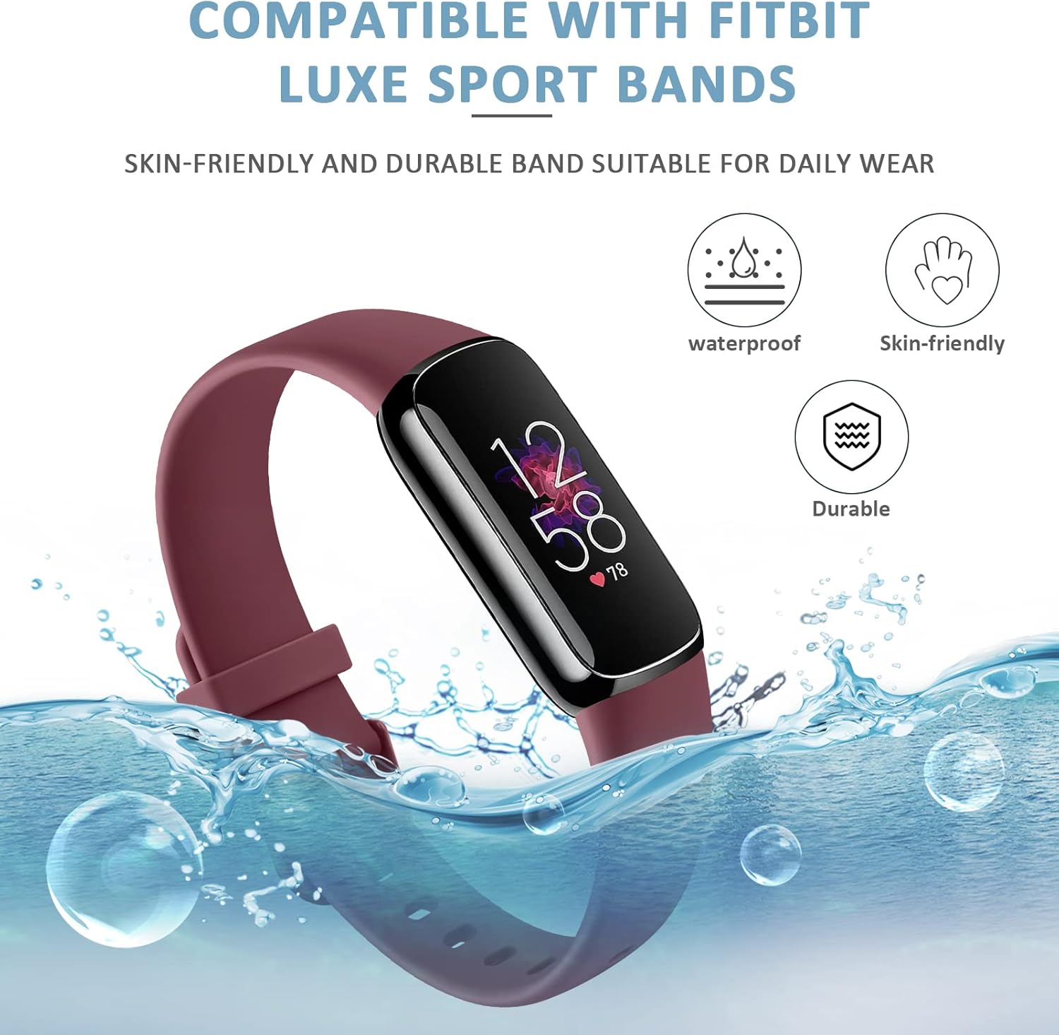 AK Correa deportiva compatible con bandas Fitbit Luxe para mujeres y hombres, correas deportivas de repuesto de silicona suave para Fitbit Luxe