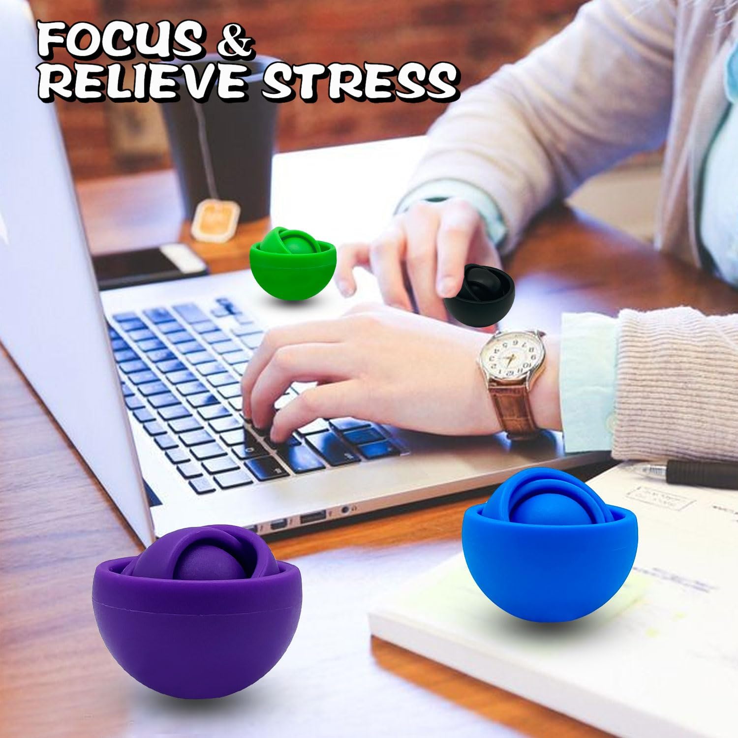 Paquete de 4 juguetes sensoriales para la ansiedad, bola giratoria 3D divertida con giro infinito, juguetes para niños y adultos, juguetes para