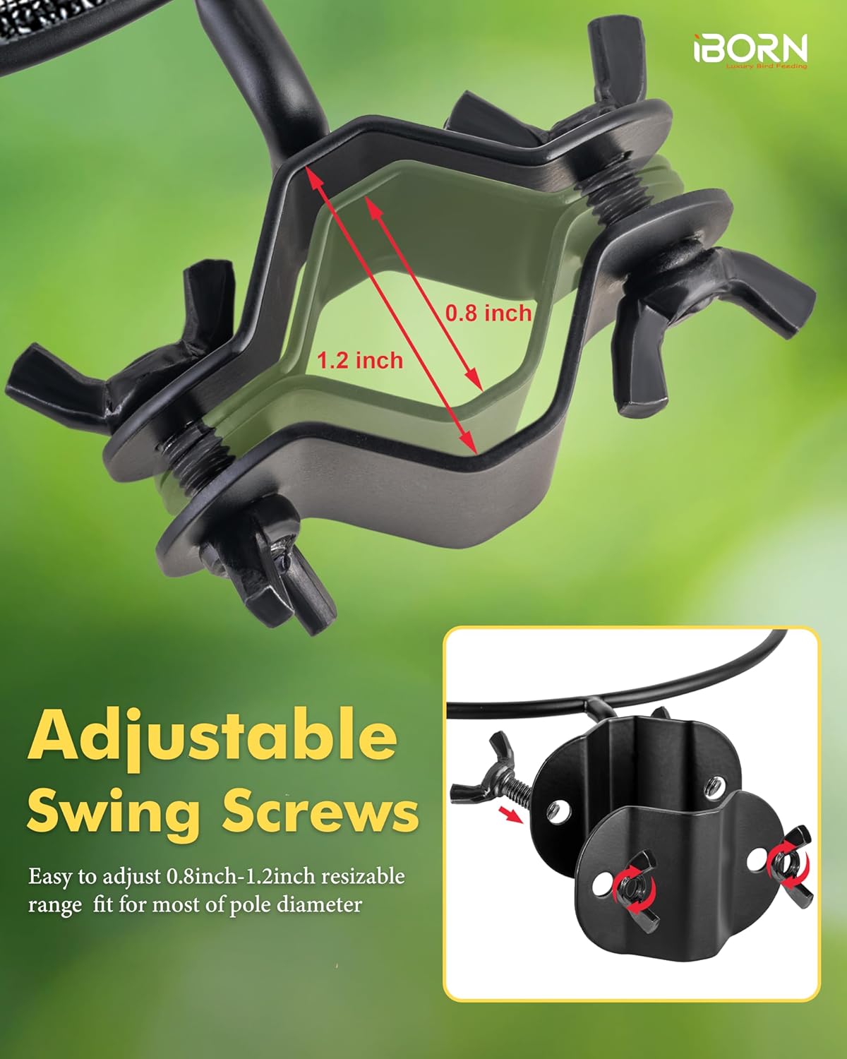iBorn Bandeja de malla y anillo para comederos de pájaros de 1 pulgada, accesorio al aire libre para comederos de pájaros para colibríes para
