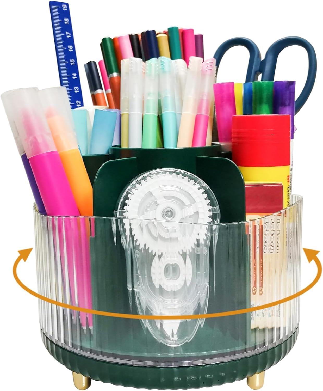 Soporte giratorio para bolígrafo para organizador de escritorio, 7 ranuras, lindo organizador para lápices para escritorio, tocador, hogar, oficina,
