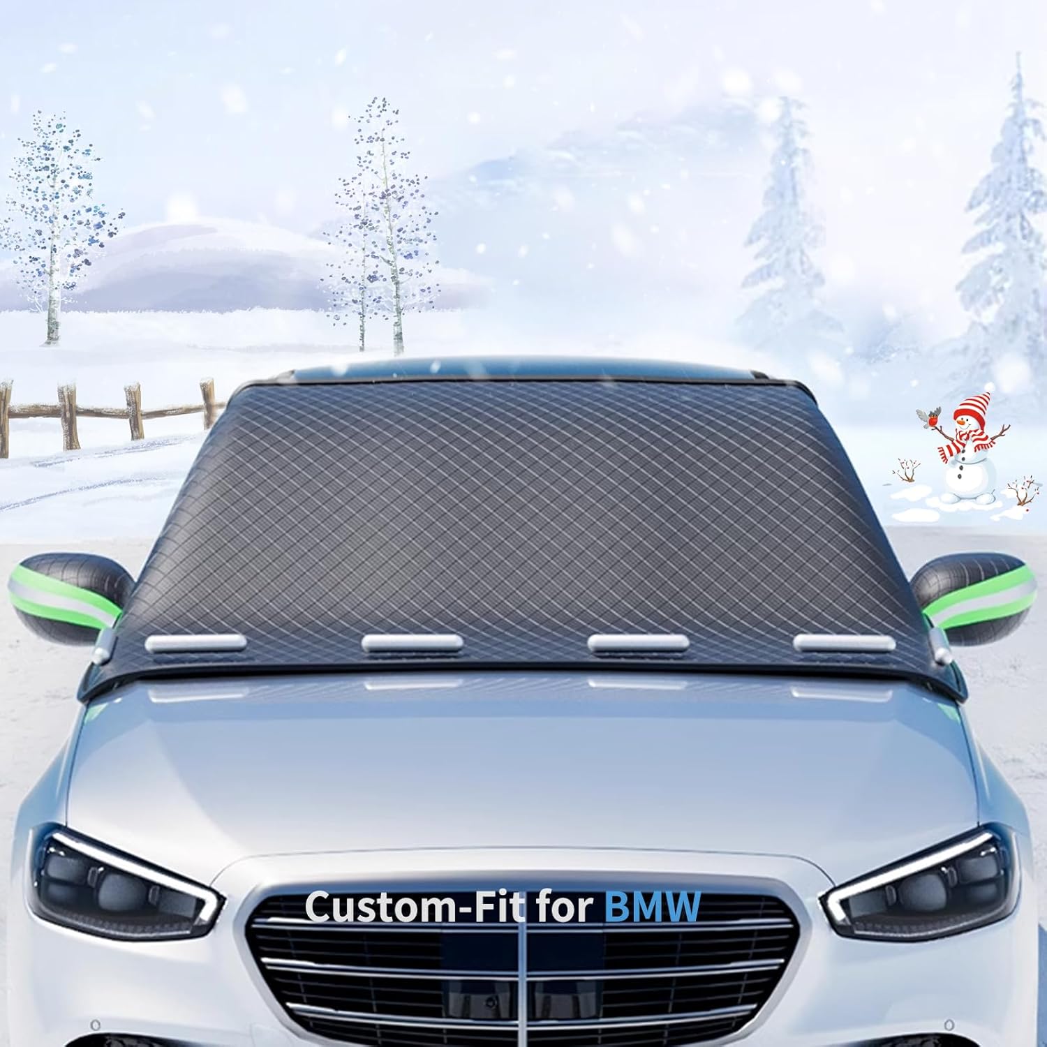 Ajuste personalizado para cubiertas de nieve para parabrisas BMW, 8 capas de protección resistente al viento, protección contra heladas, hielo, sol,