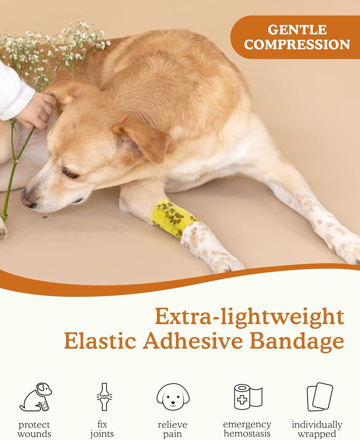 FriPuP Envoltura de vendaje autoadhesiva, envoltura médica de emergencia veterinaria para cuidado de heridas, ayuda de primera, envoltura de gausa