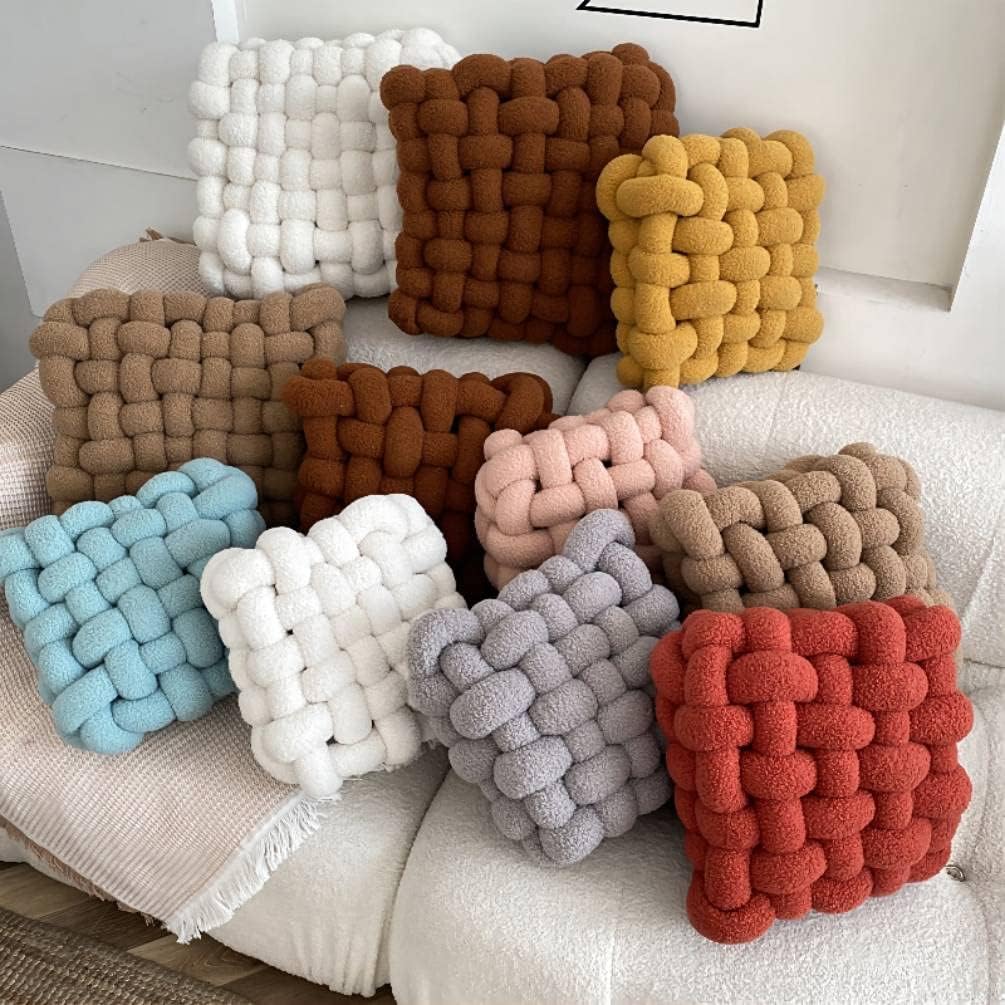 Almohada cuadrada de felpa con nudo, cojín de peluche para decoración del hogar, oficina, sofá, jardín, automóvil, almohadas para habitación de