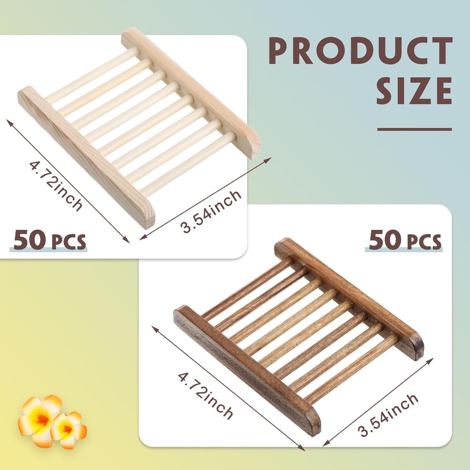 Rtteri Jabonera de madera de bambú para baño, soporte de jabón de madera hecho a mano, accesorios para el hogar, baño, cocina, esponja (100 piezas)