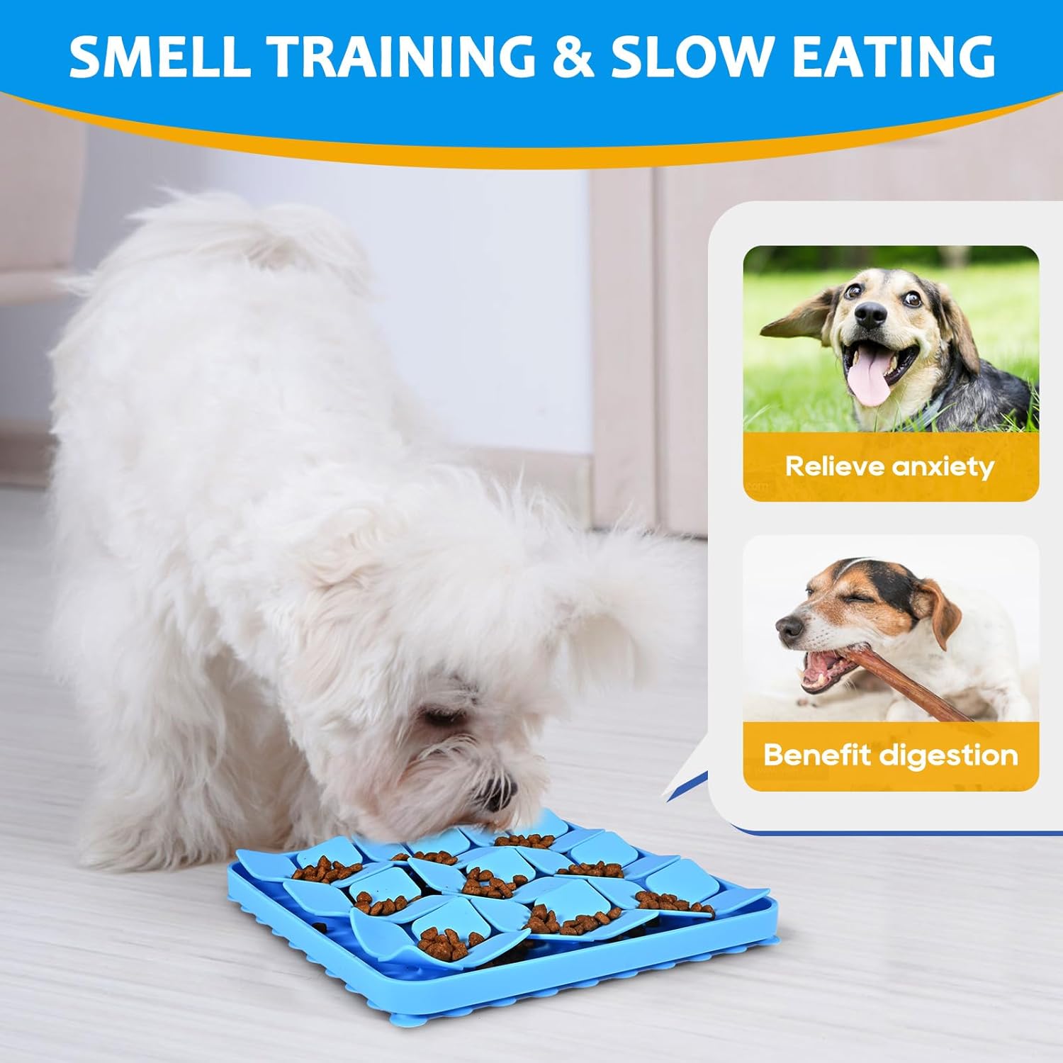 Tapete de silicona para olfatear para perros, paquete de 2, tapete de silicona para lamer lento para perros con ventosas, juguetes de alimentación