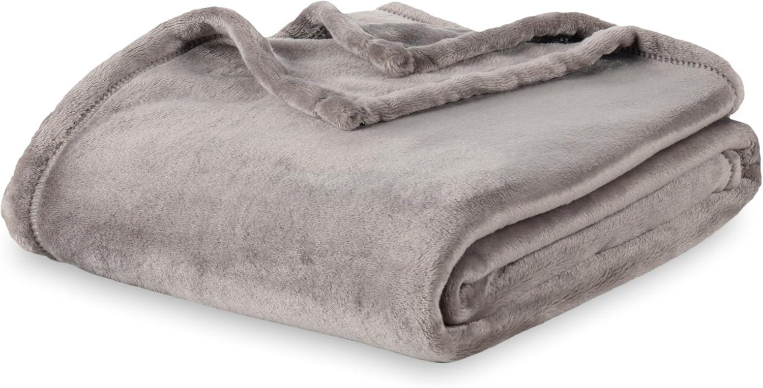 Berkshire Blanket Manta clásica de VelvetLoft para cama tamaño Queen, ligera, suave y mullida para cama y sofá, gris carbón, 90 x 90 pulgadas
