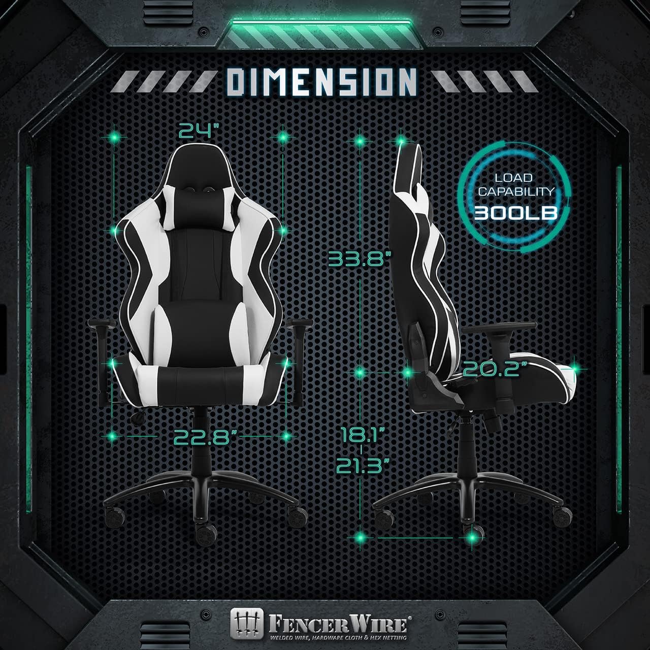 Fencer Wire Silla ergonómica para videojuegos de lujo, silla ergonómica de cuero con respaldo alto, altura ajustable con elevación de gas comercial,