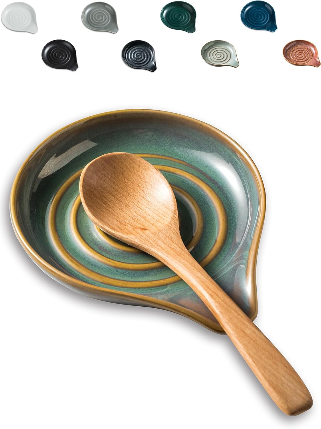 LAUCHUH Soporte para cuchara de cocina, soporte de cuchara de 5 pulgadas para encimera de cocina, soporte de espátula de cerámica para cucharón,