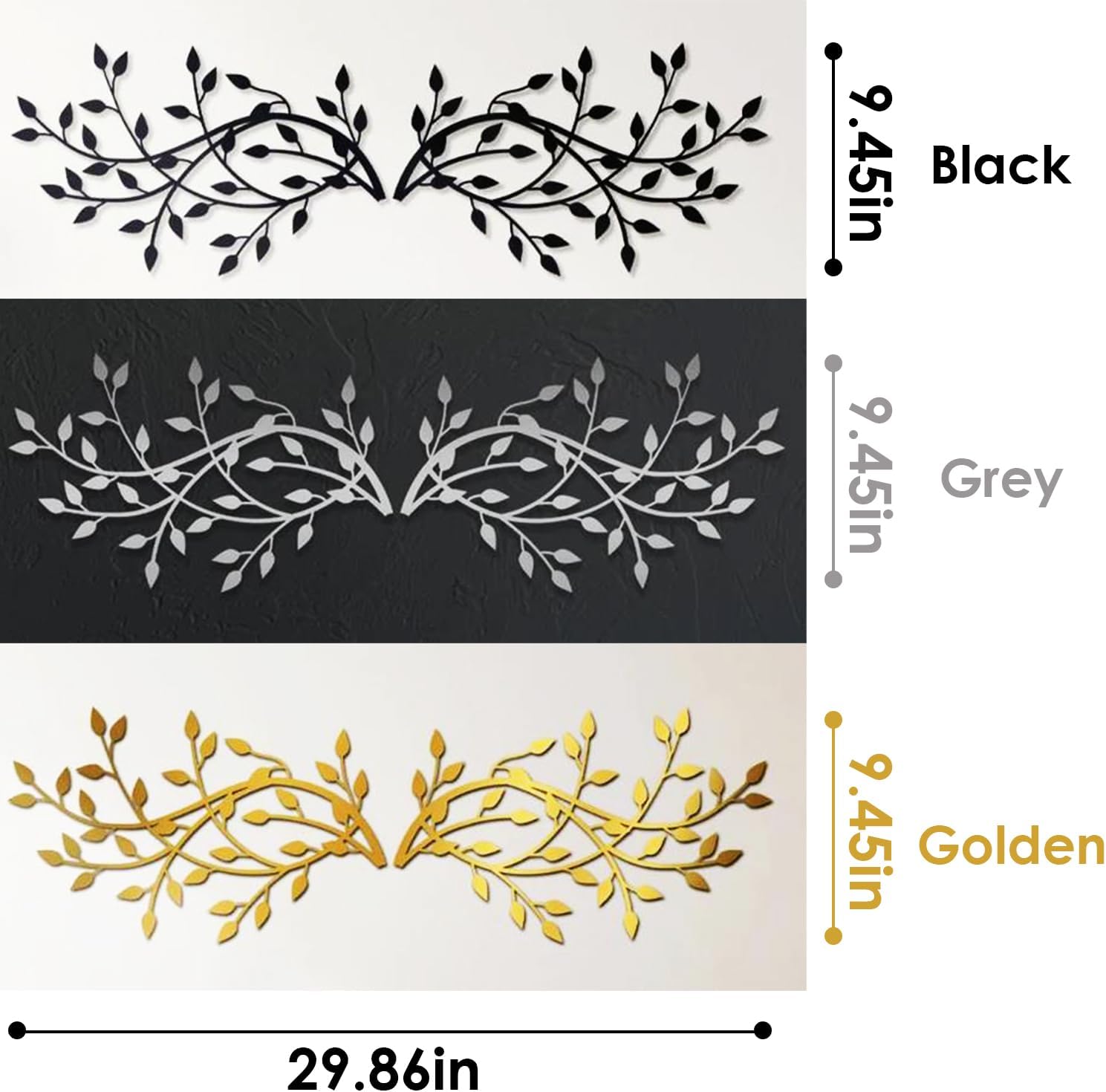 DoMyfit Decoración de pared de hoja de árbol de metal, esculturas de hierro forjado, rama de olivo, hoja de árbol de ala para colgar en la pared,