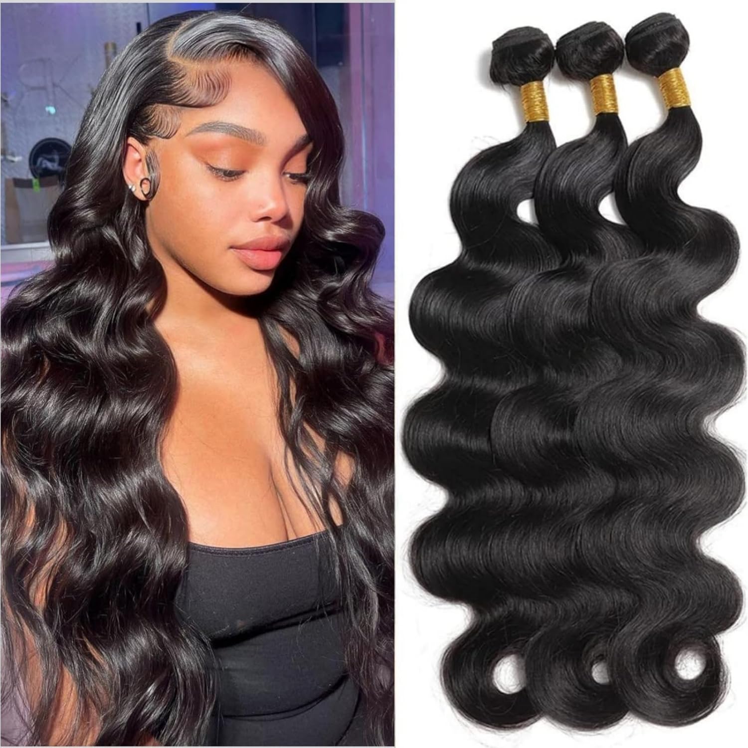 Paquetes de cabello humano ondulado de 16, 16, 16, 16 pulgadas, paquetes de cabello humano grado 10A, 100% sin procesar, cabello virgen brasileño,