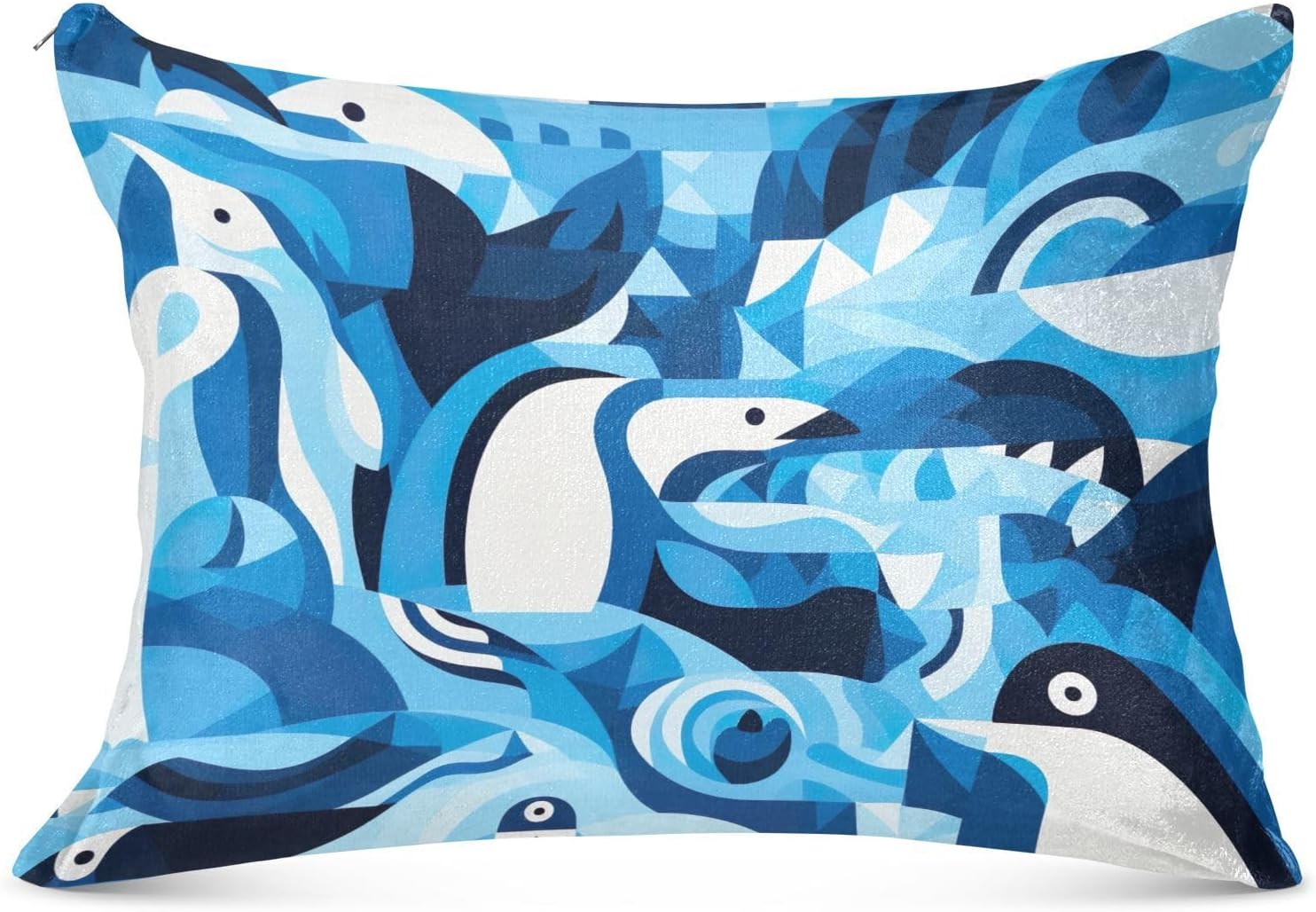 Fundas de almohada con diseño de pingüino iceberg, diseño ártico de mar azul, agradable a la piel, tamaño King, 21 x 54 pulgadas, funda de almohada