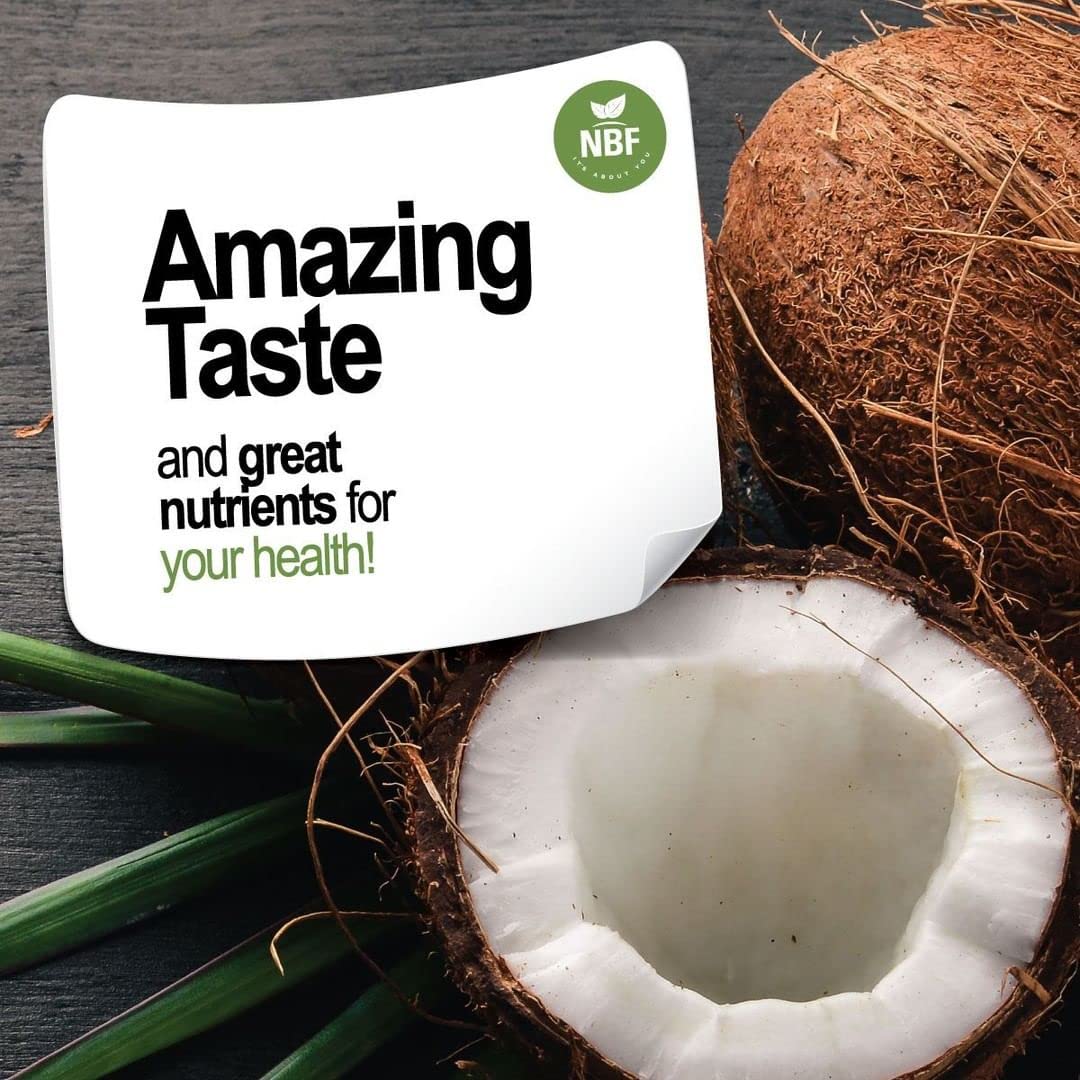 NBF Aceite de coco orgánico, sin sabor ni olor, sin OMG, prensado en frío, naturalmente refinado, sabor y aroma neutros, (16 onzas líquidas)
