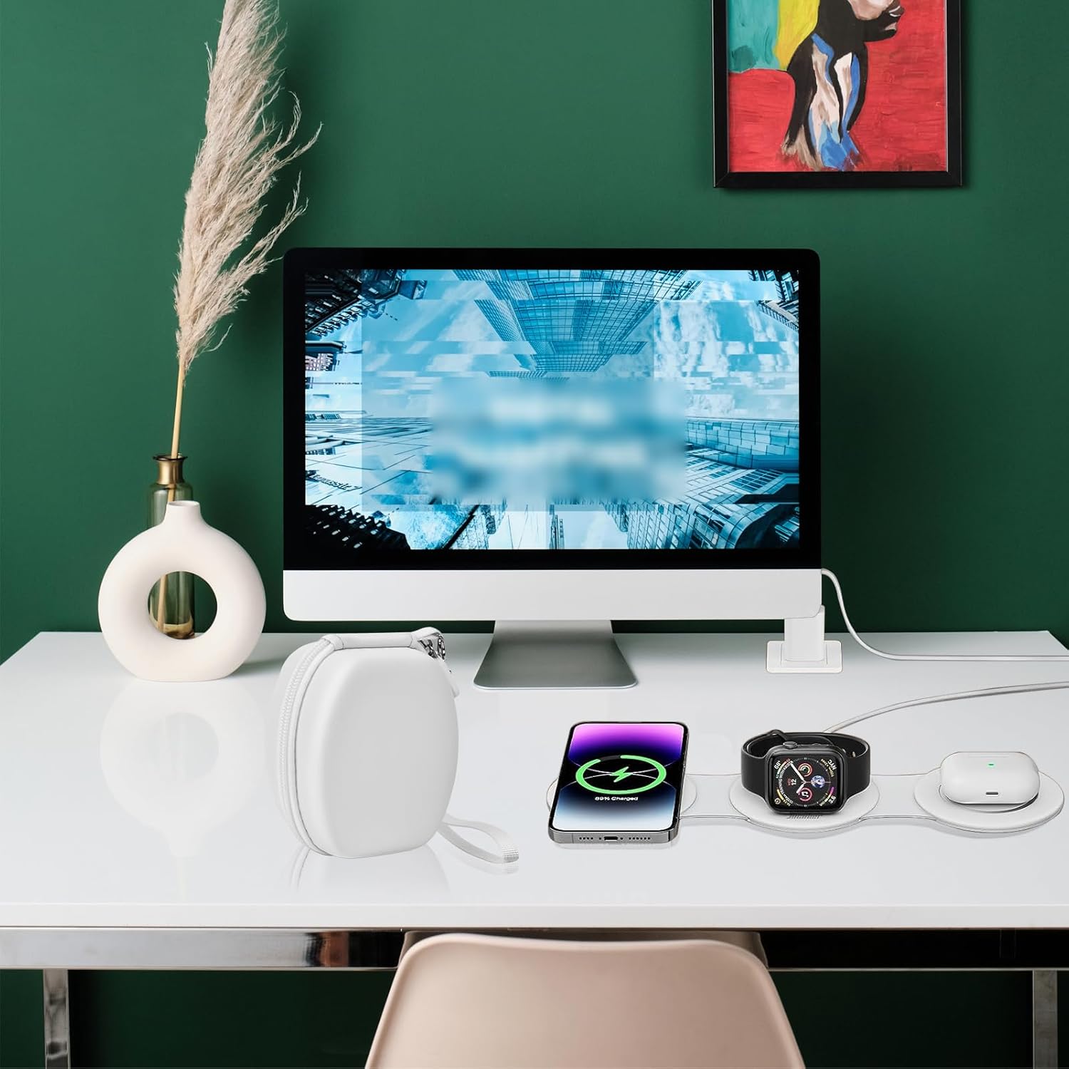 Funda compatible con UCOMX para Nanopara Hicoberpara Iseyyoxpara RTOPS Estación de carga inalámbrica 3 en 1 para Apple, cargador de viaje