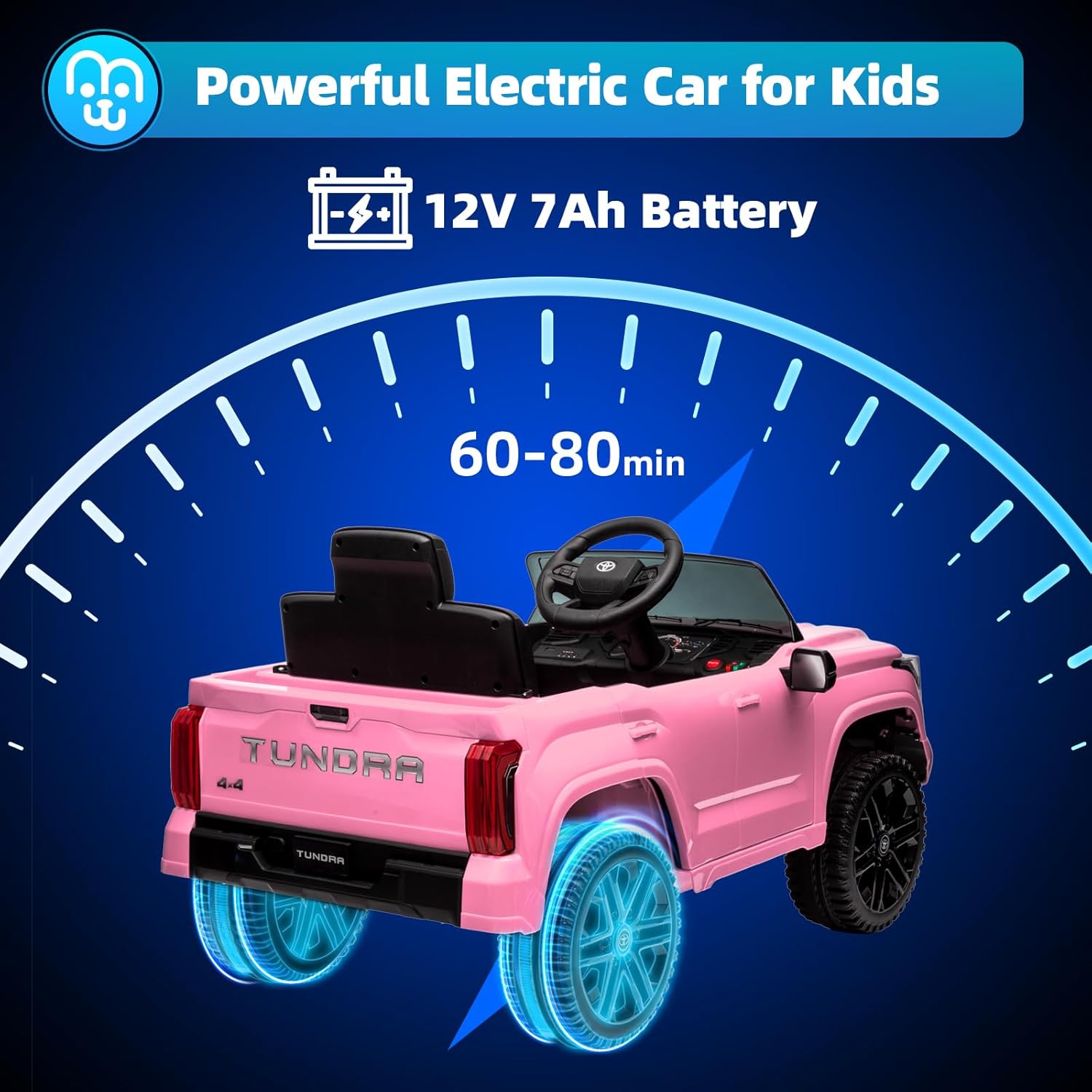 Toyota Tundra – Auto eléctrico con licencia para niños, batería de 12 V, 7 Ah, auto eléctrico para niños, camión, maletero, control remoto,