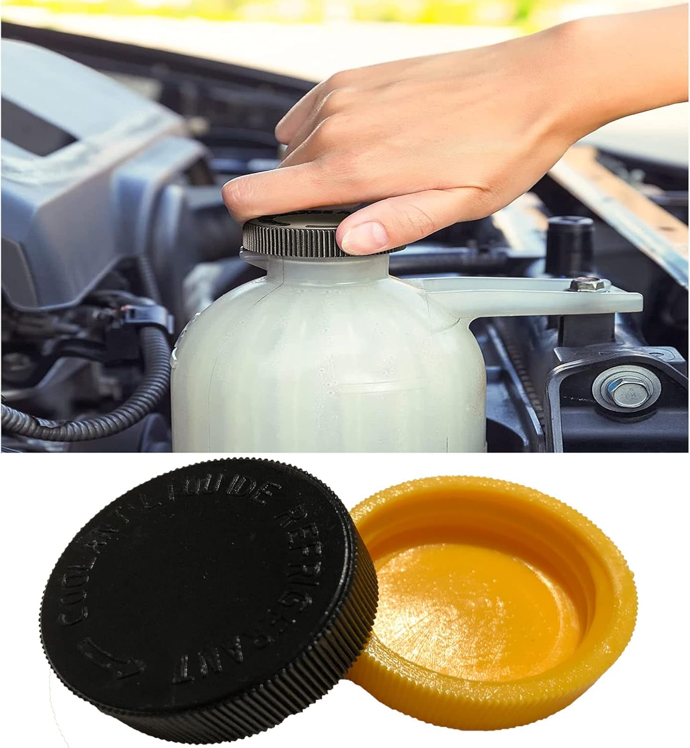 2 tapas de depósito de refrigerante para motor 21712-79900, depósito de desbordamiento de refrigerante de motor, tapa negra, compatible con N-issan