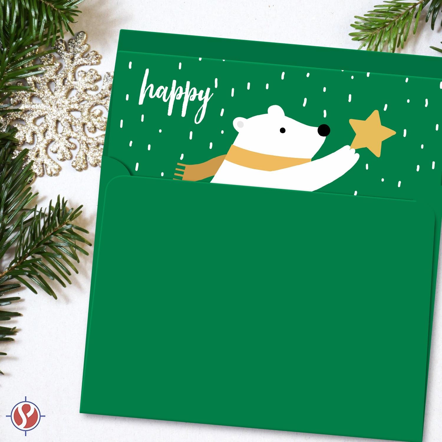 Tarjetas de felicitación A2 verdes en blanco con sobres verdes, ideales para saludos, invitaciones y tarjetas de agradecimiento de vacaciones,