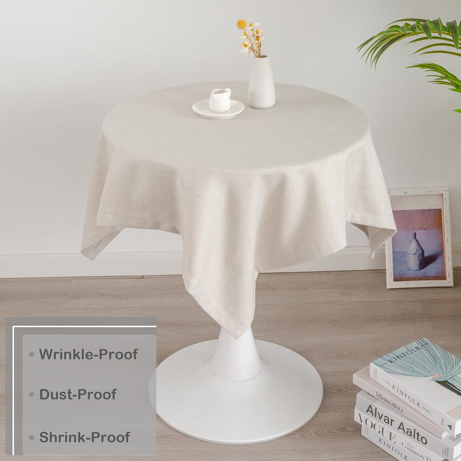 YZKITM Mantel cuadrado pequeño color marfil sólido, lavable, de peso pesado, resistente a las arrugas, mantel de tela suave de granja para