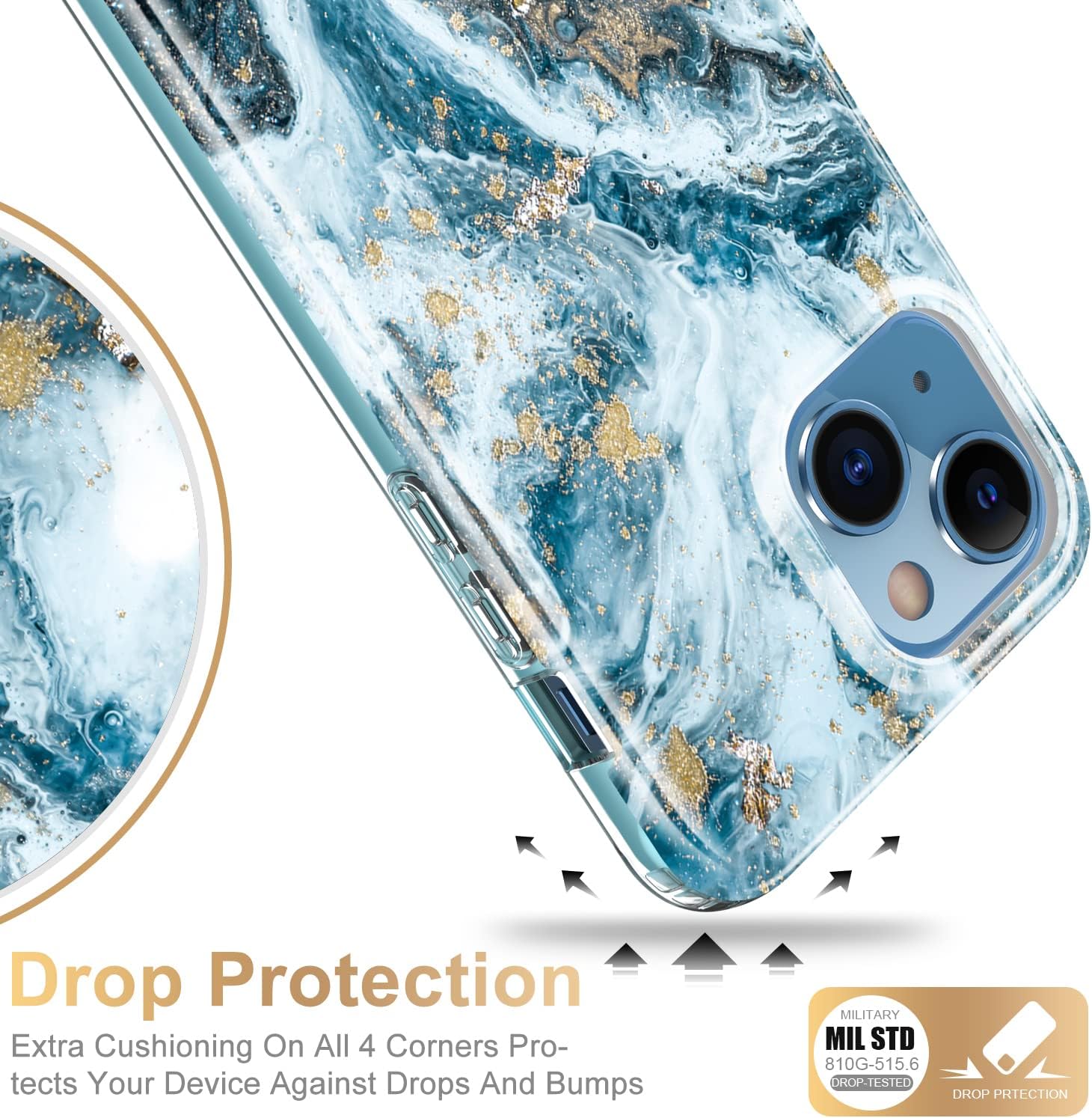 ESDOT Funda para iPhone 13 Mini con protector de pantalla integrado, funda resistente de grado militar con diseños de moda para mujeres y niñas,