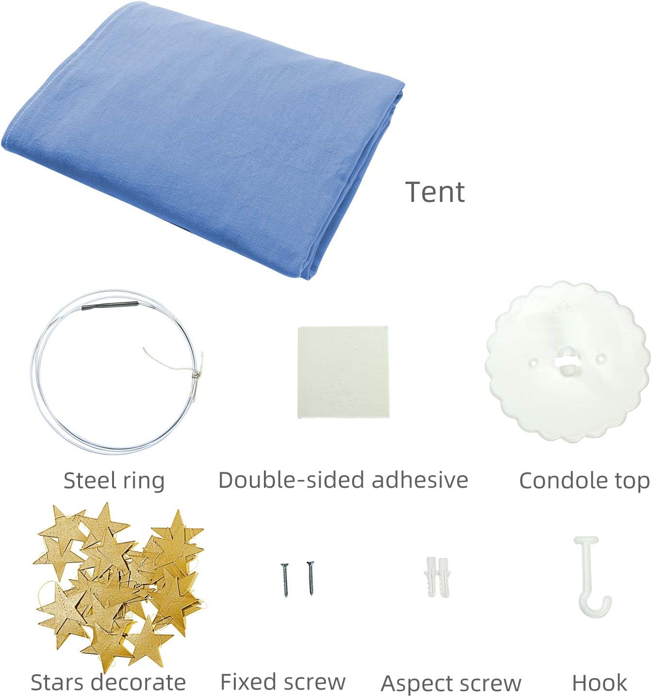 CeeKii Toldo para cama de niñas, gancho redondo de algodón con diseño de princesa, mosquitera para dormitorio de niños, tienda de campaña de