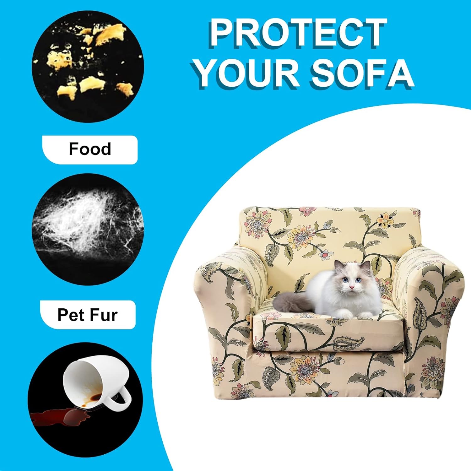 Funda impermeable para sofá con estampado de 2 piezas, funda elástica para sillón con funda de cojín de sofá, lavable, protector de muebles para