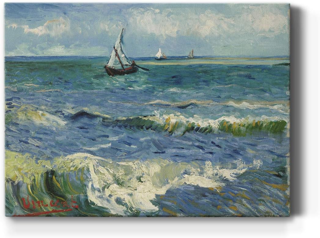 Renditions Gallery Paisaje marino en Saintes-Maries por Vincent Van Gogh impreso, famosa reproducción de pintura, impresión en lienzo de alta