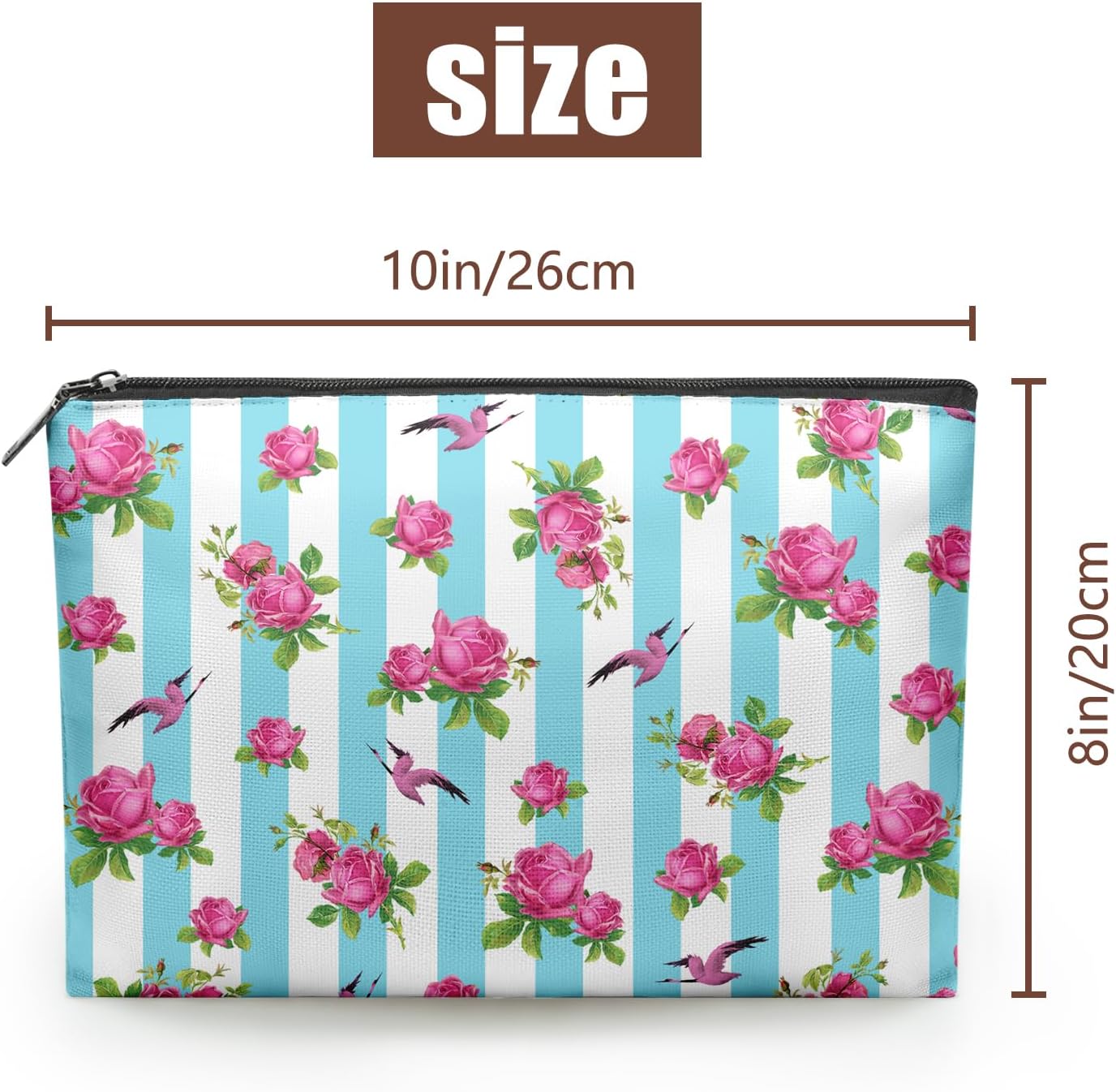 Dacawin Bolsa de cosméticos de flores de girasol para mujer, bolsas de maquillaje de flores amarillas, bolsa de aseo a cuadros blancos y negros,