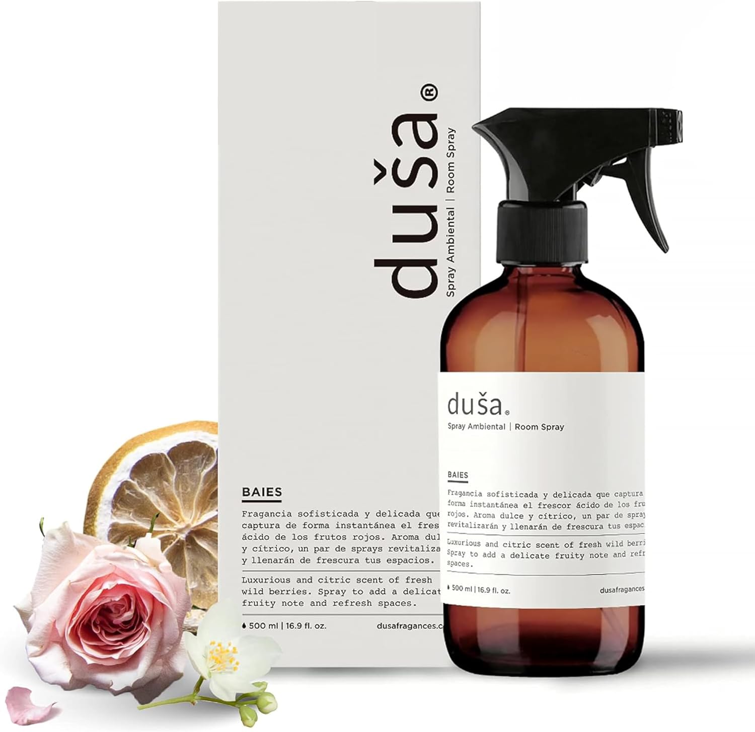 Dusa Baies Room Spray  16.9 onzas líquidas  La mejor fragancia para el hogar, artículos esenciales para el dormitorio y tela calmante  Ambientador