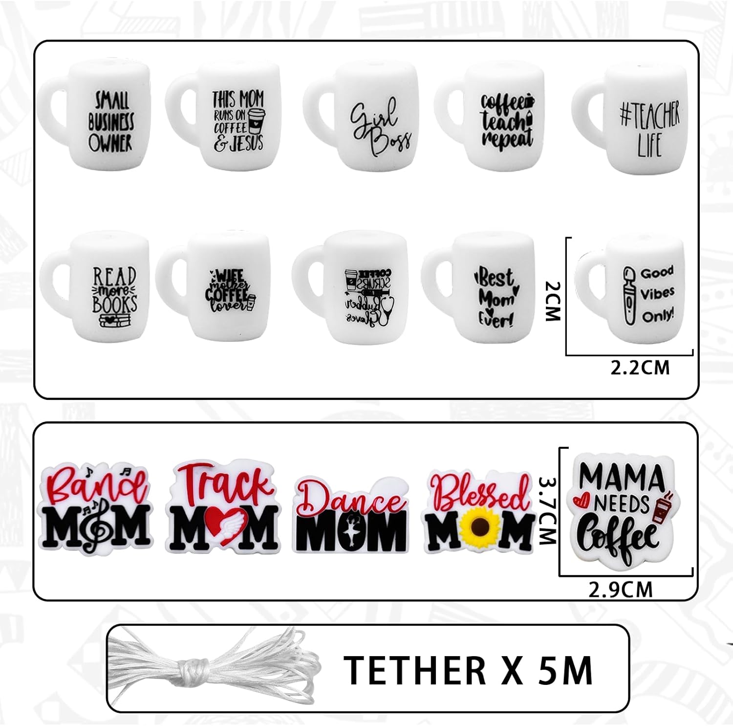 15 cuentas focales de silicona Blessed Mom Focal de silicona para bolígrafos de cuentas, personajes de girasol, mamá, cuentas focales de silicona