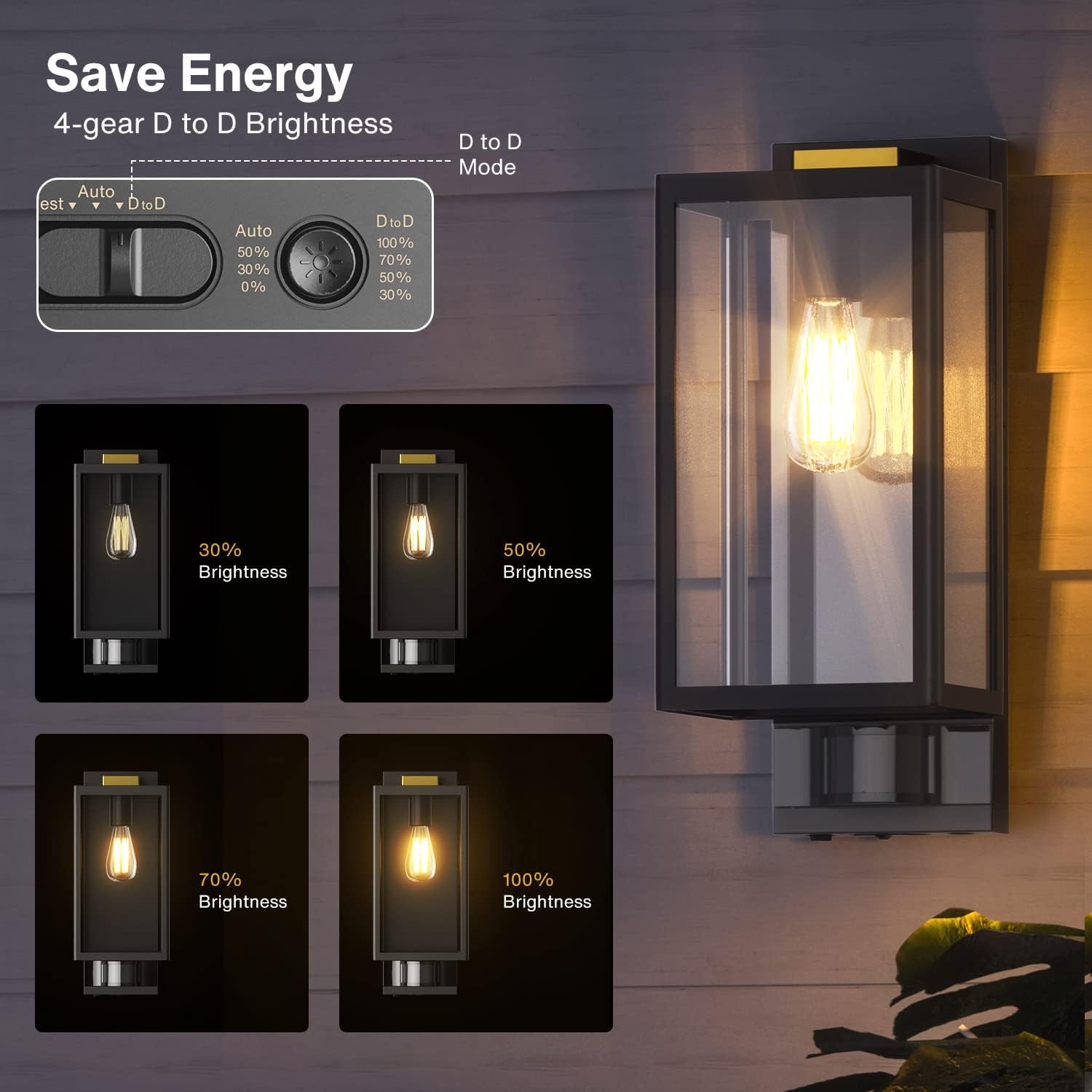 Luces de pared para exteriores con sensor de movimiento, iluminación al aire libre del atardecer al amanecer, lámparas modernas de montaje en pared,