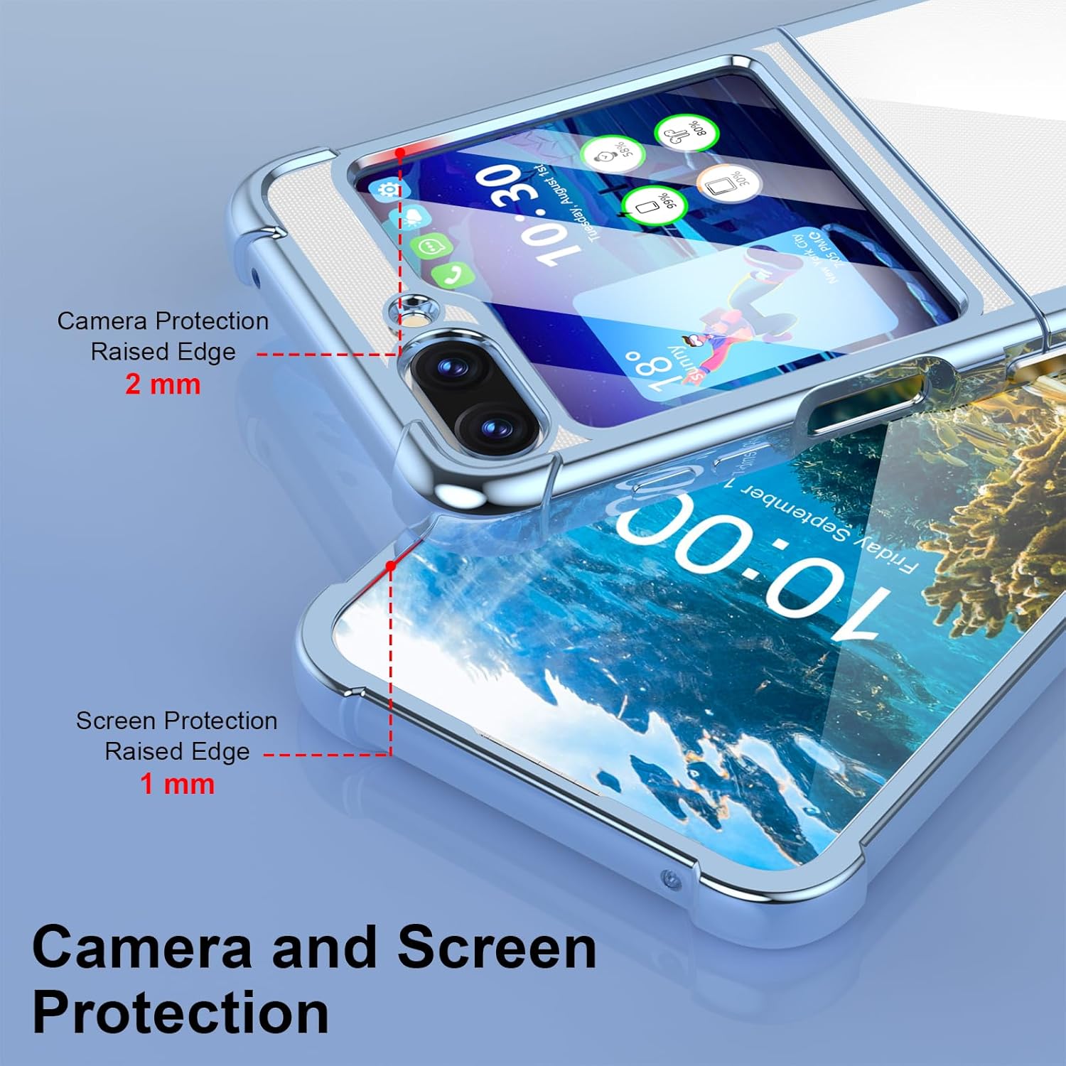 Funda para Galaxy Z Flip 5, funda Z Flip 5, transparente, delgada, transparente, bisagra a prueba de golpes, suave TPU flip5 funda para teléfono