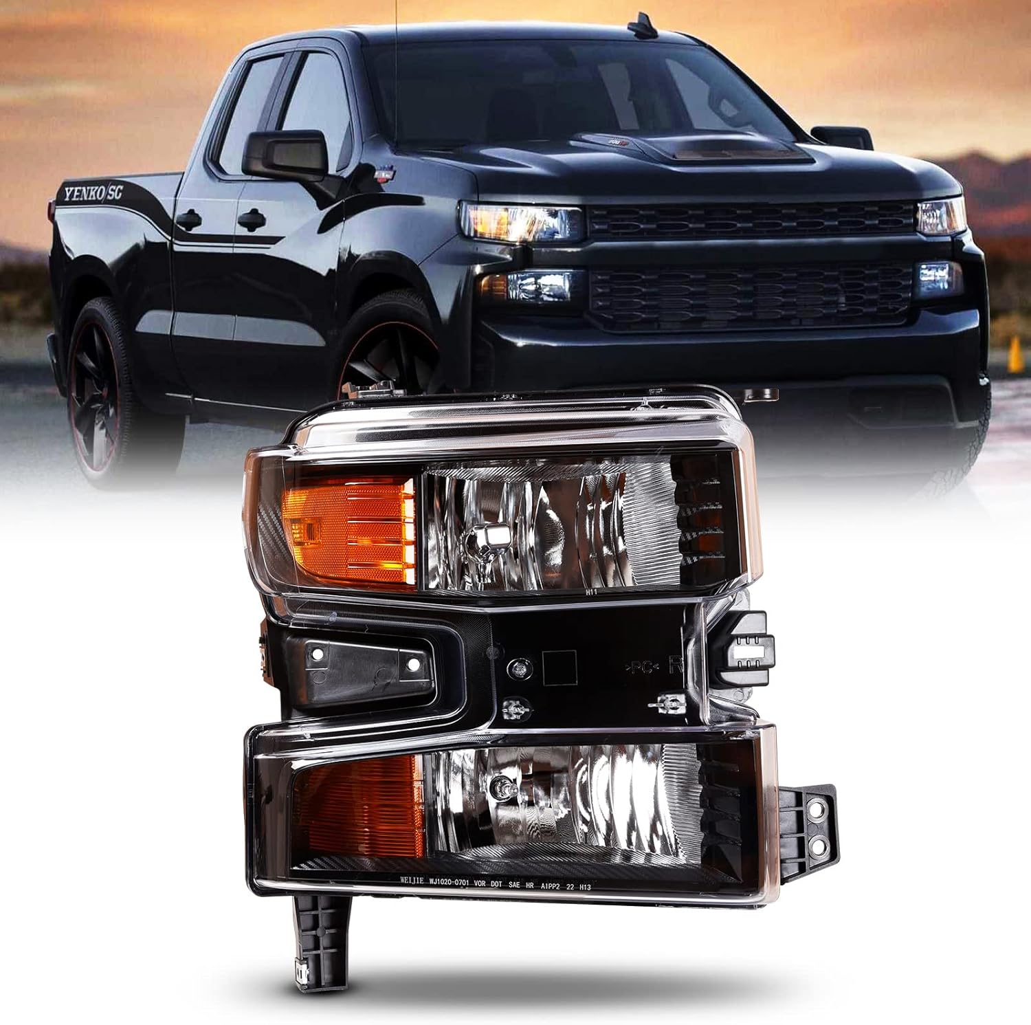 Conjunto de faros delanteros para el lado del pasajero para Chevy Silverado 1500 2019 2020 2021, Chevrolet Silverado 1500 LTD 2022 solamente, faros