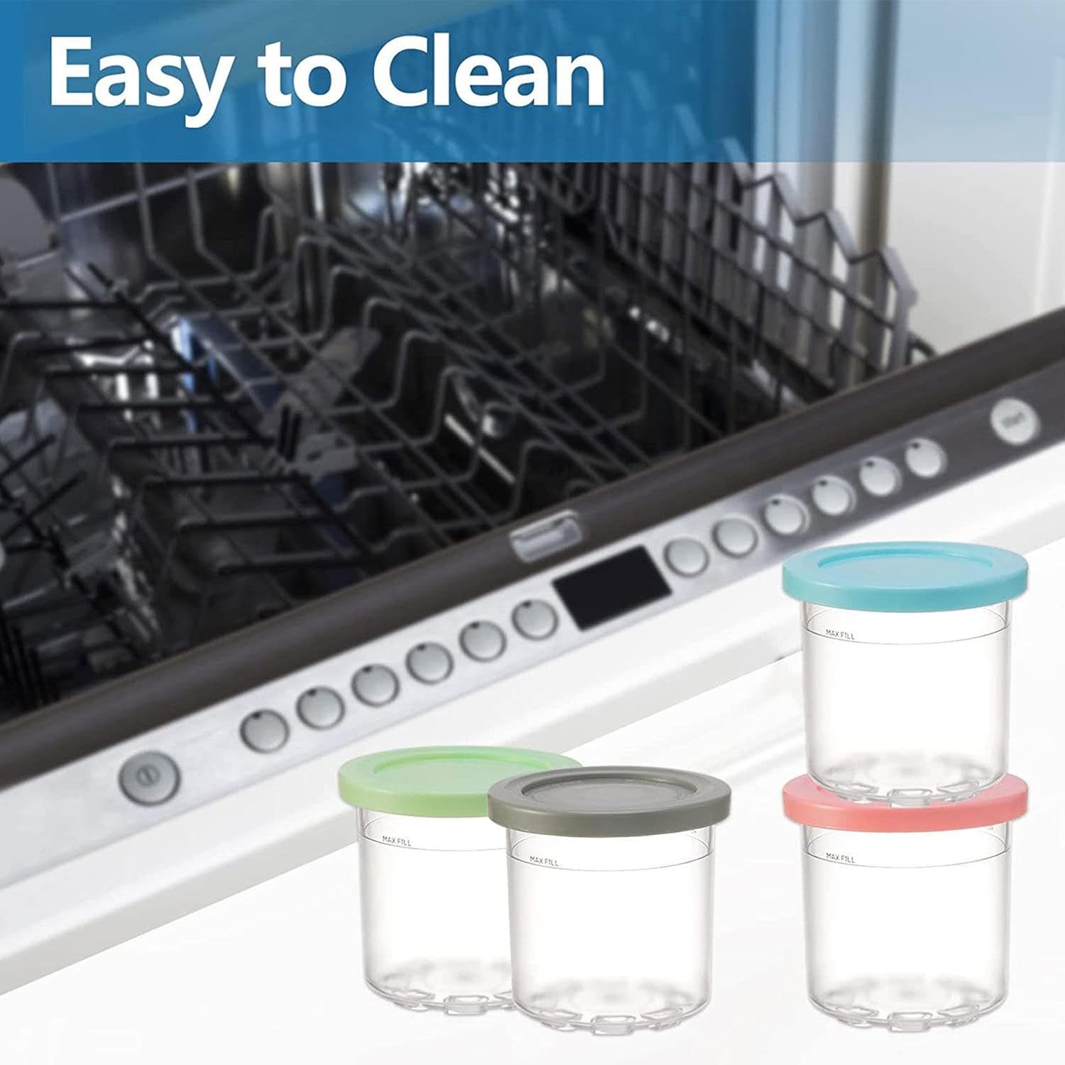 246 pintas Creami Deluxe, para tapas de pintas de crema ninja, recipientes de crema de 16 onzas sin BPA, aptas para lavavajillas para máquina de