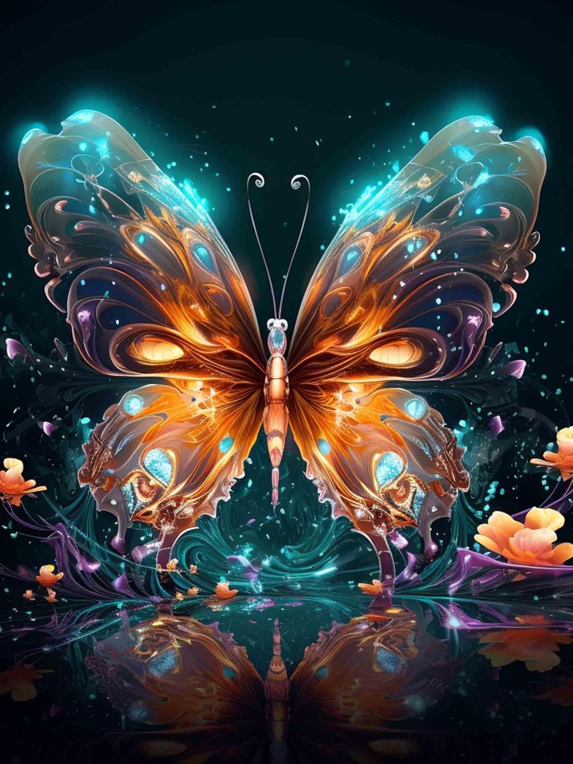 Sheehow – Kit de pintura de diamante 5D para adultos, sueño de mariposa, taladro completo, arte de diamante, arte de diamantes de imitación, arte de