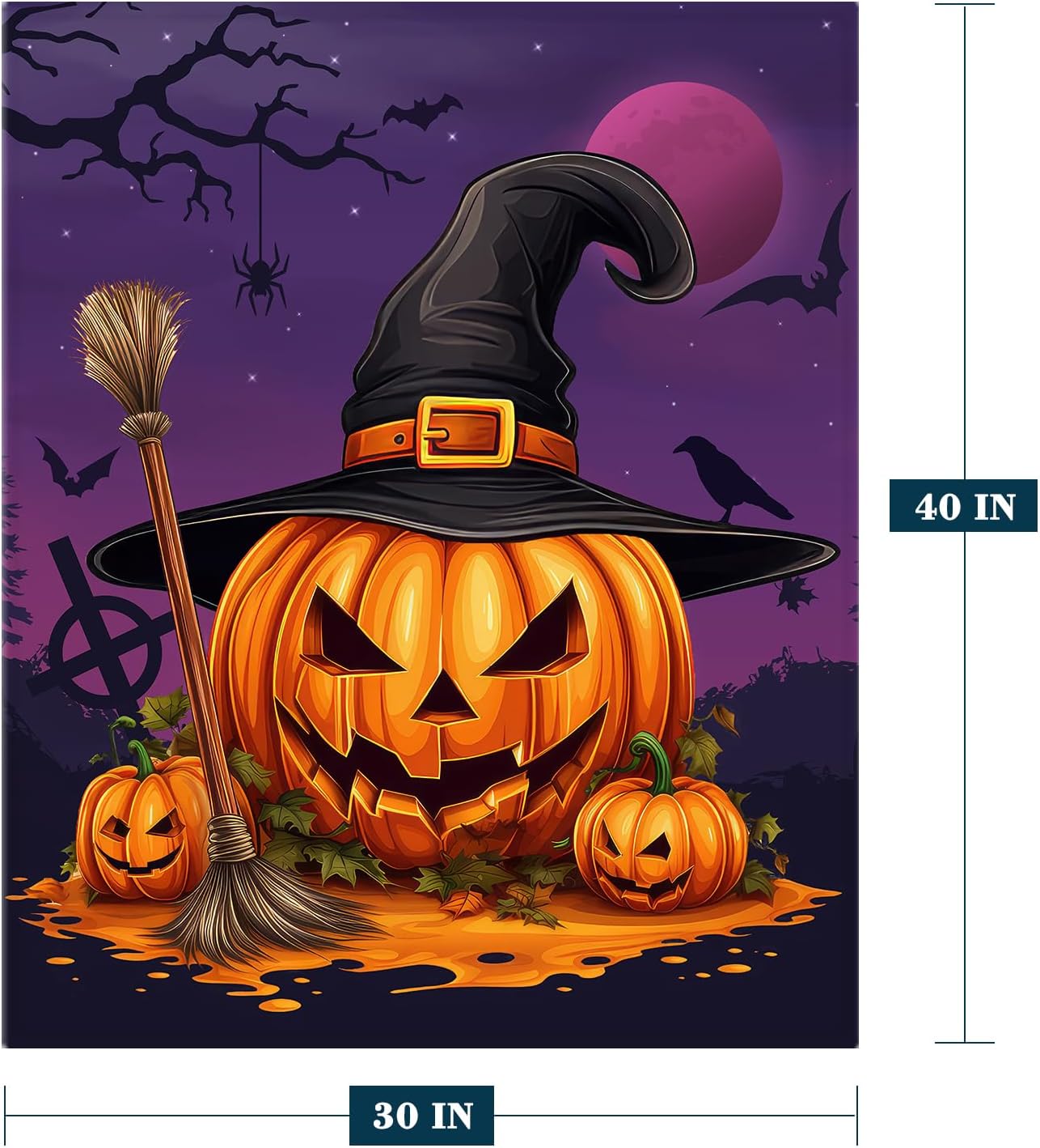 Neatee Living Manta de Halloween con diseño de calabazas moradas, manta de bruja para bebé, manta para mascotas, ligera, mullida, suave, manta de